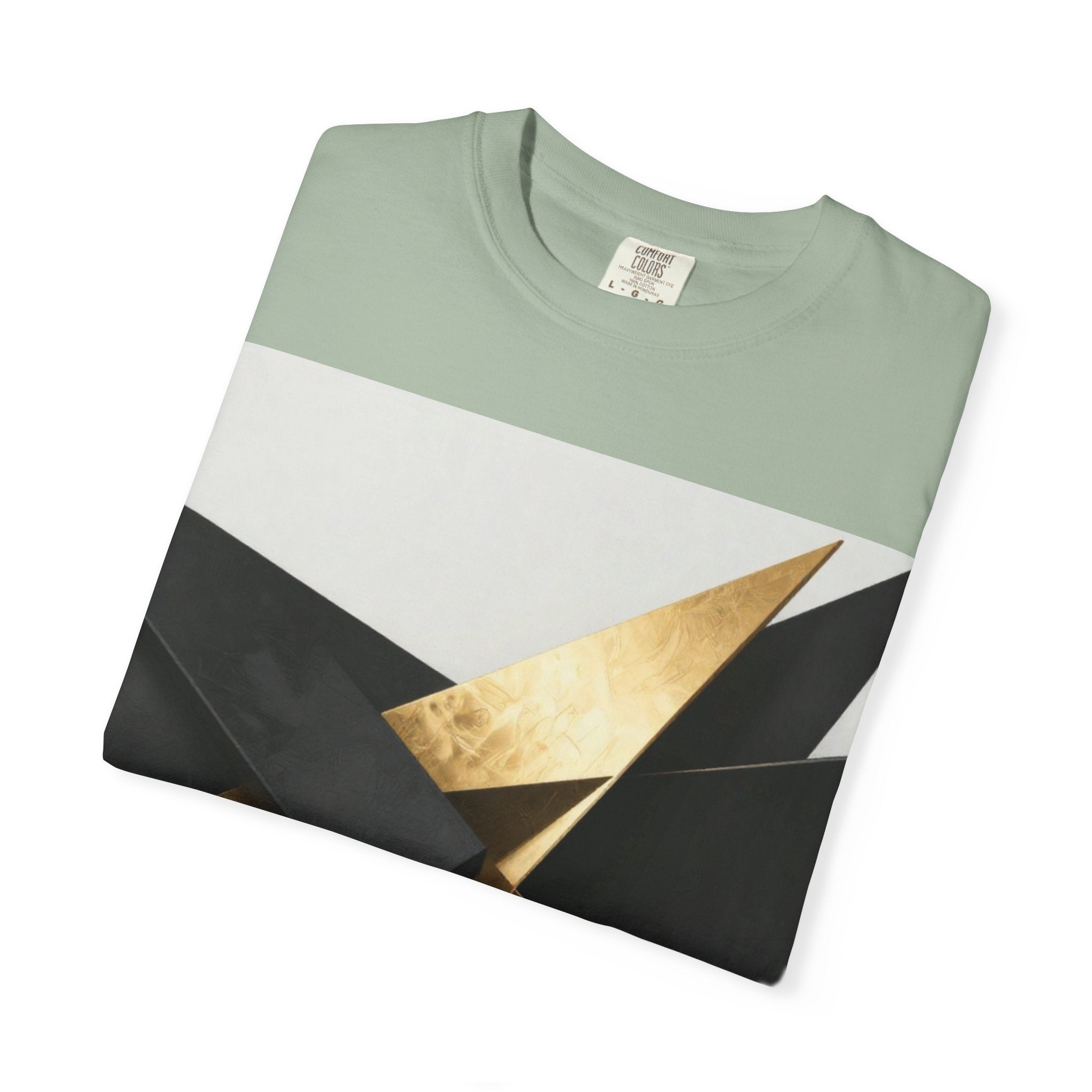Graphic T-Shirt — Modern Gold Abstract & Mountain Photo Print