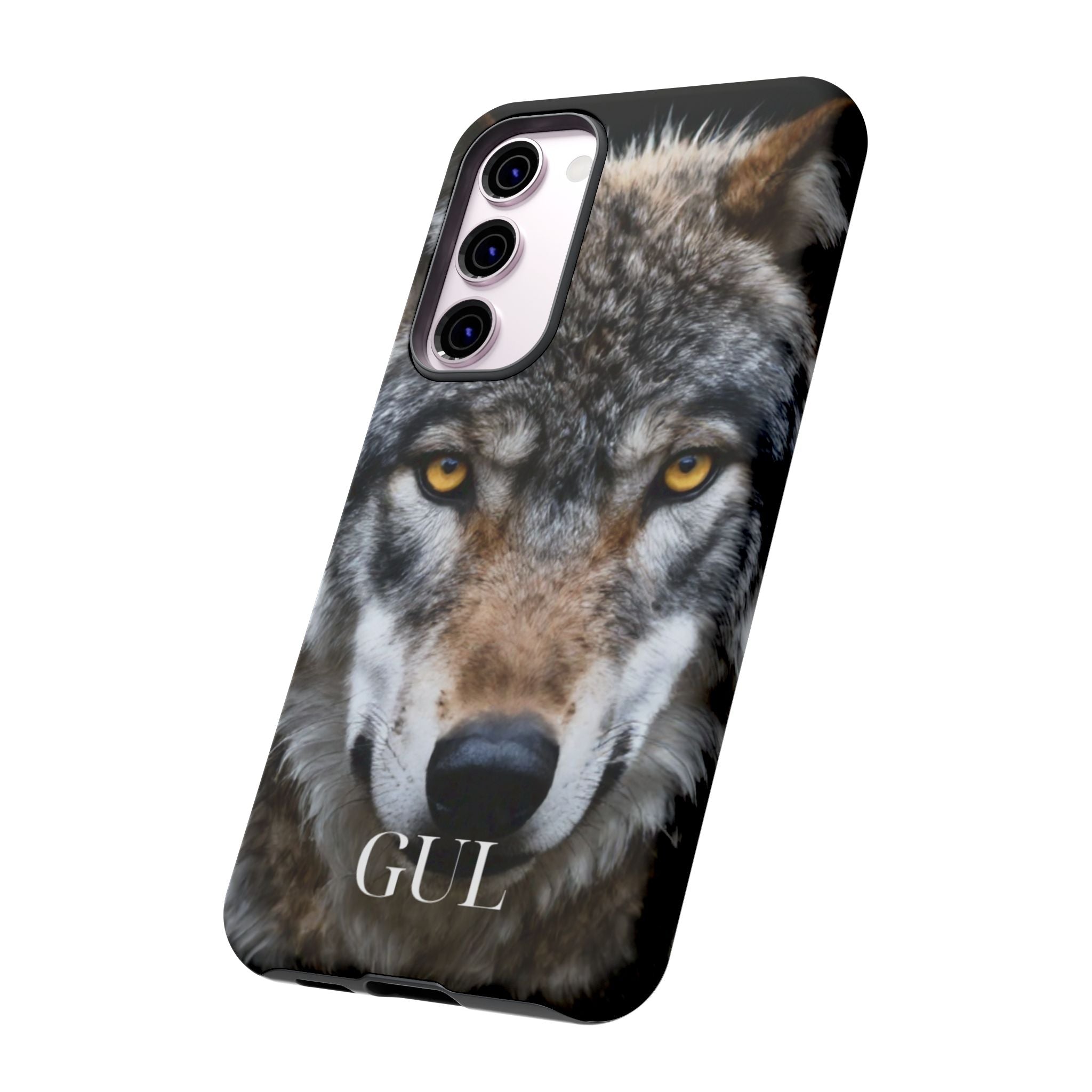 Wolf Eyes Phone Case — Fierce Wildlife iPhone Protective Case with ‘GUL’ Text