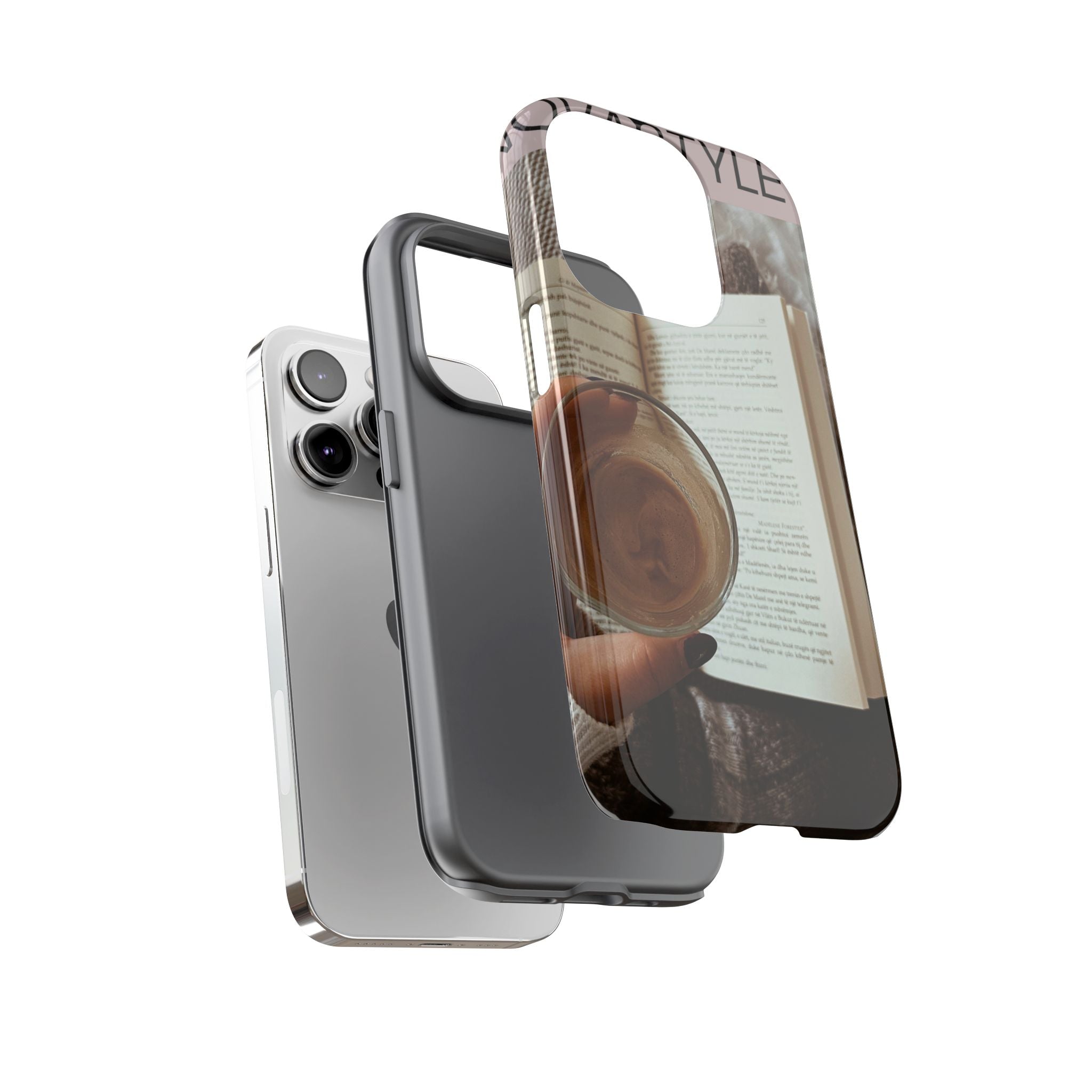 Cozy Reading Phone Case — Coffee & Book Protective Cover