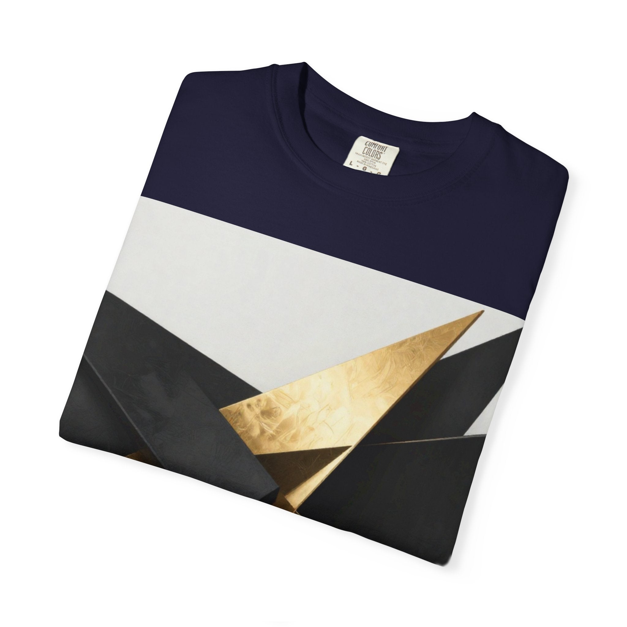 Graphic T-Shirt — Modern Gold Abstract & Mountain Photo Print