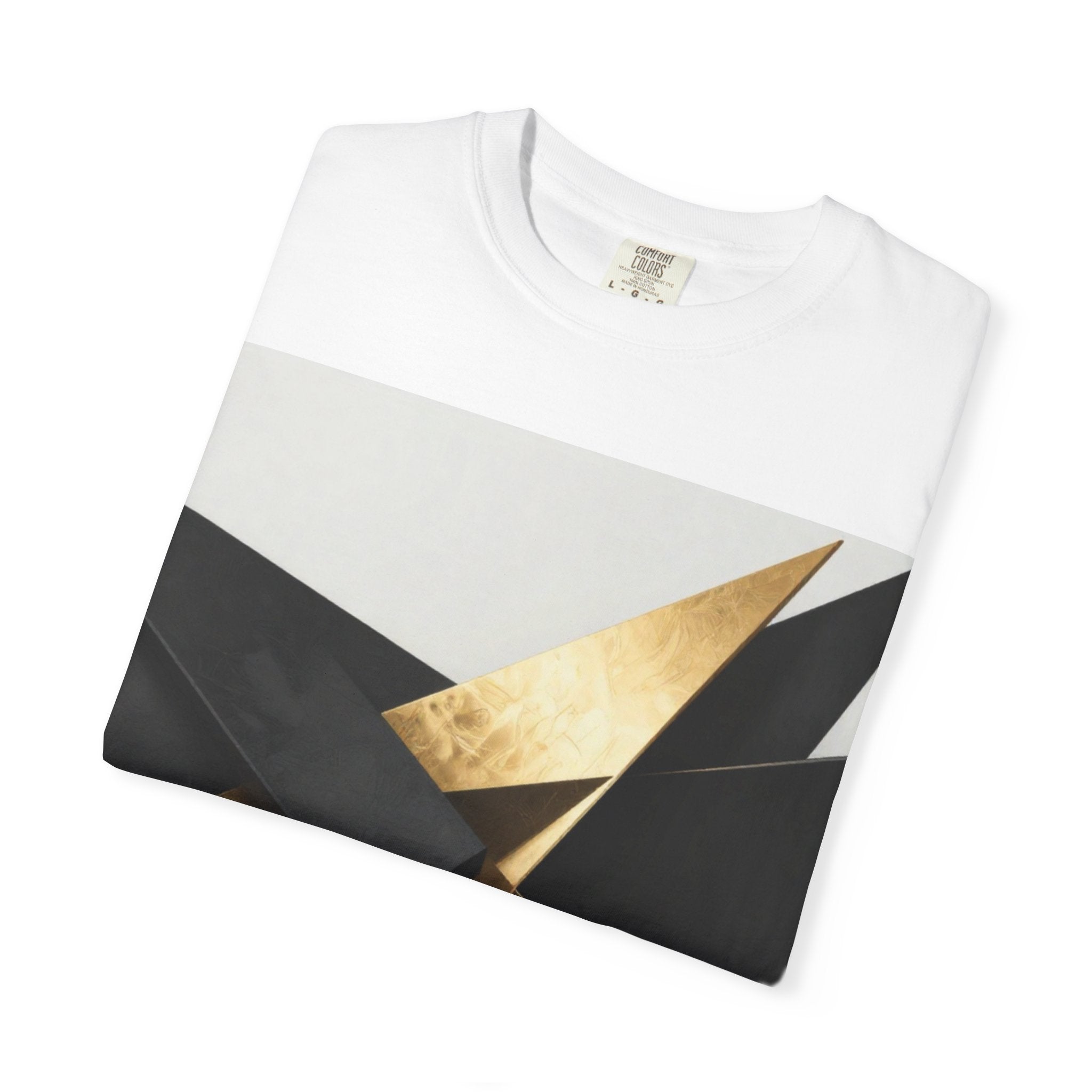 Graphic T-Shirt — Modern Gold Abstract & Mountain Photo Print