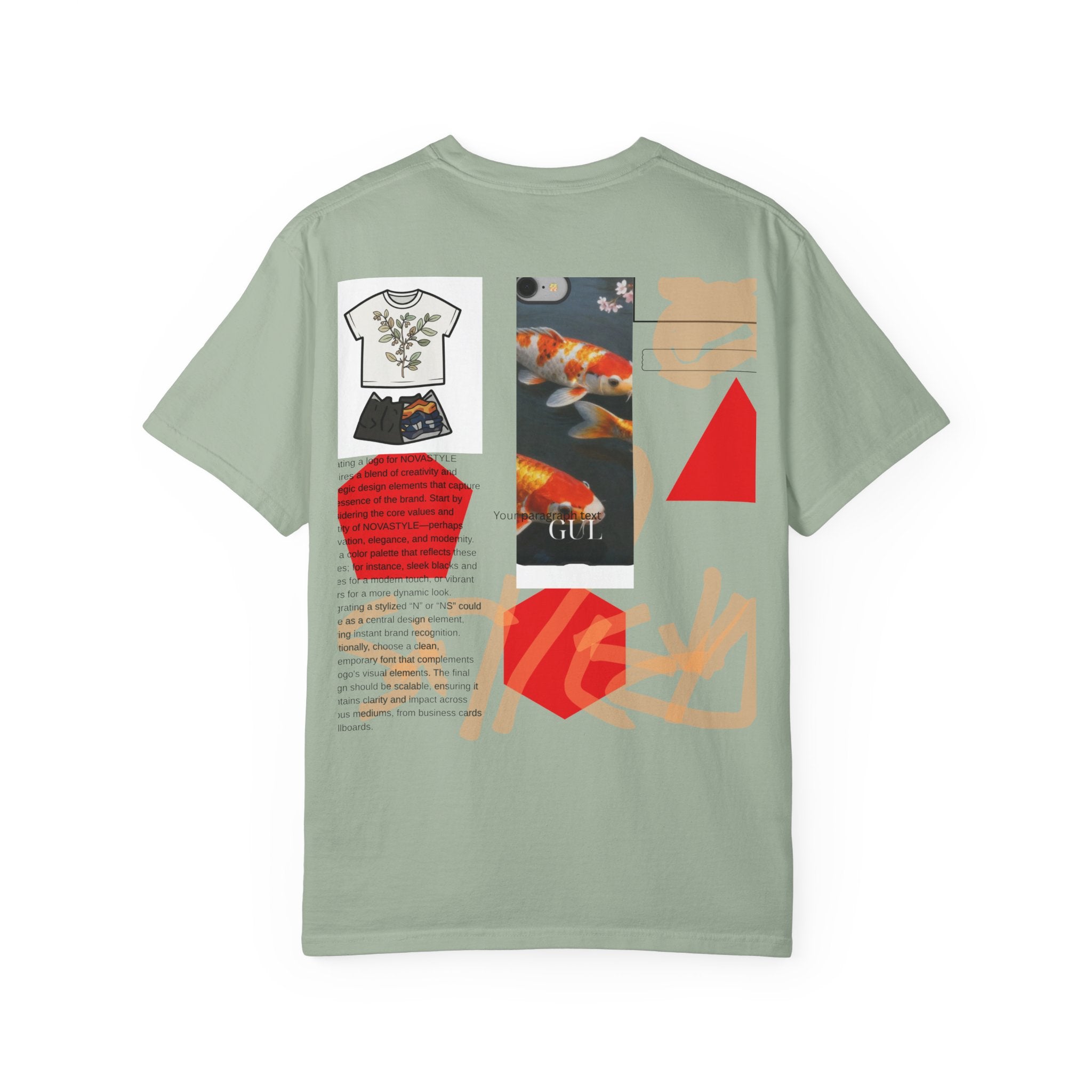 Graphic T-Shirt — Playful Koi & Vase Collage Tee (OVASTYLE Brand)