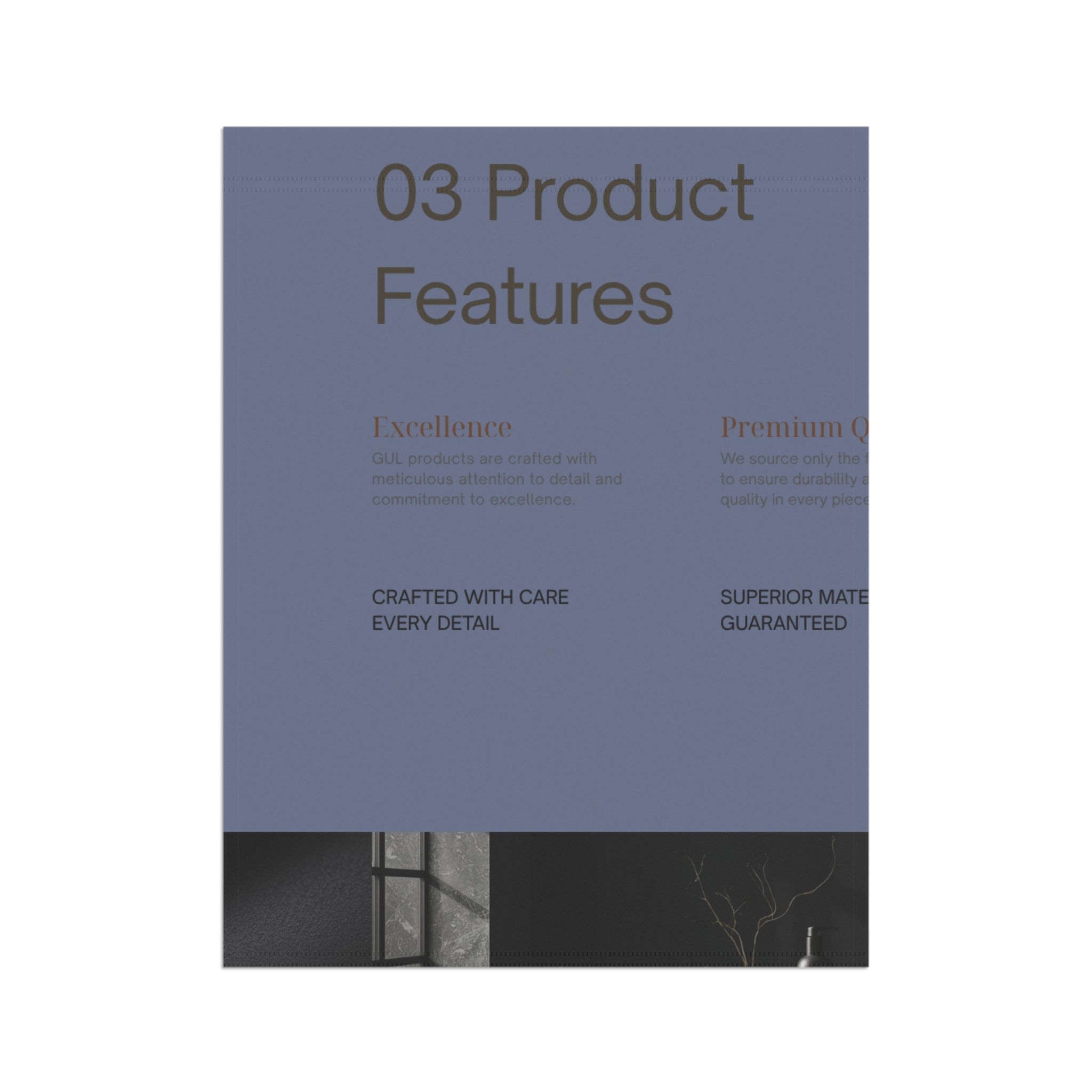 Garden Flag — Minimalist "03 Product Features" Decorative Garden & House Banner