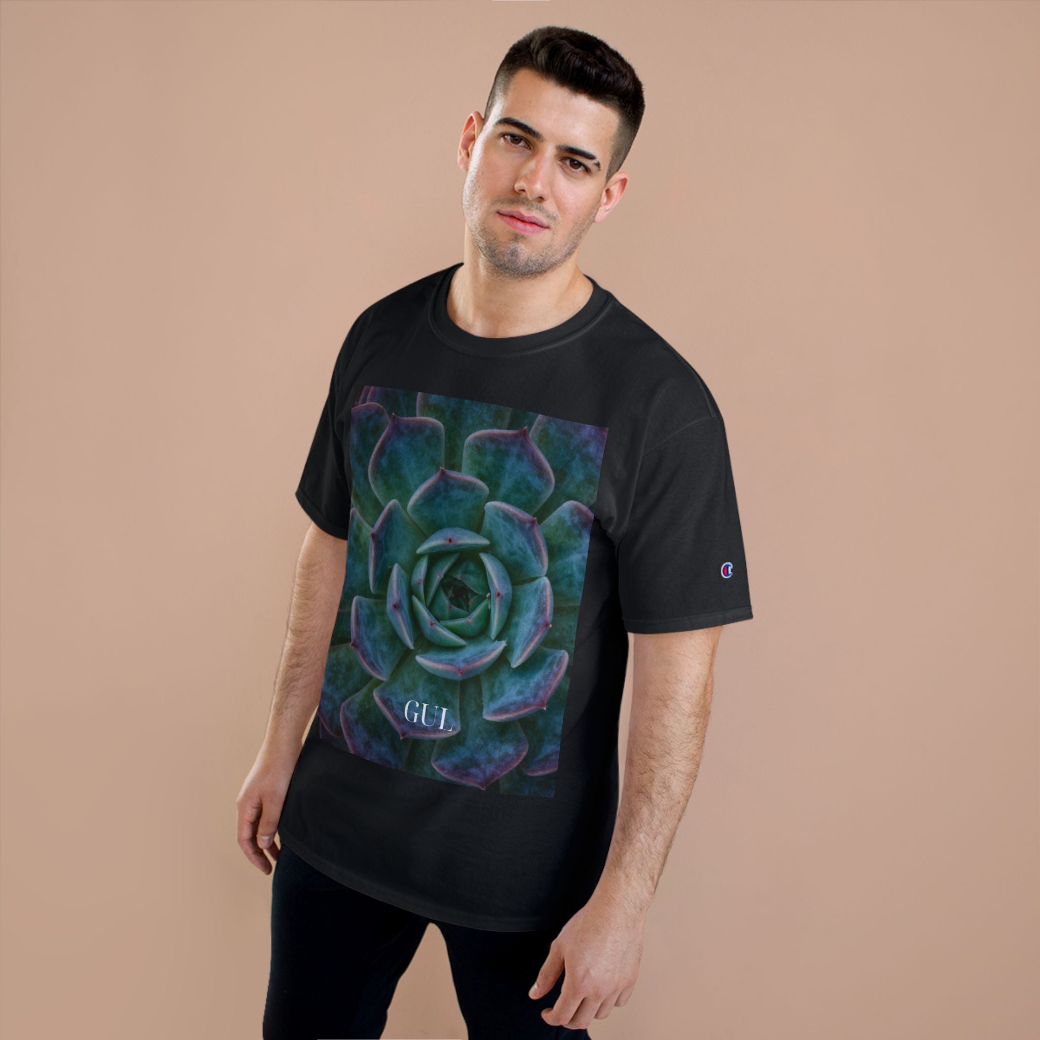 Champion Graphic T‑Shirt — Succulent & Pyramid Photo Print Tee
