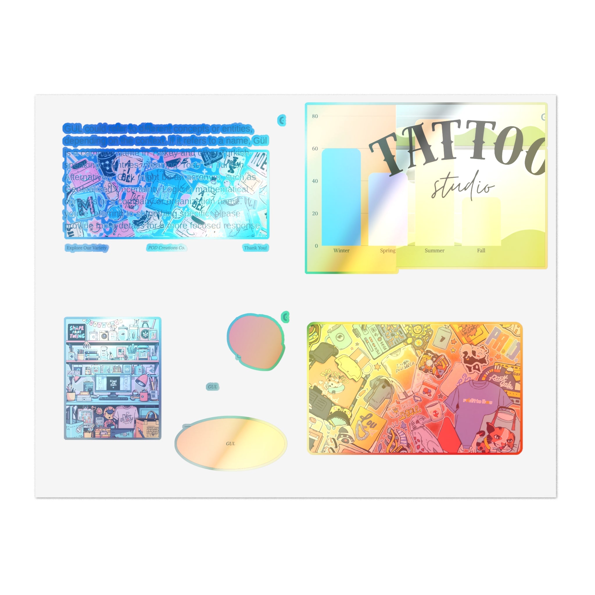 Colorful Sticker Sheets — Retro Tattoo & Pop Art Icons