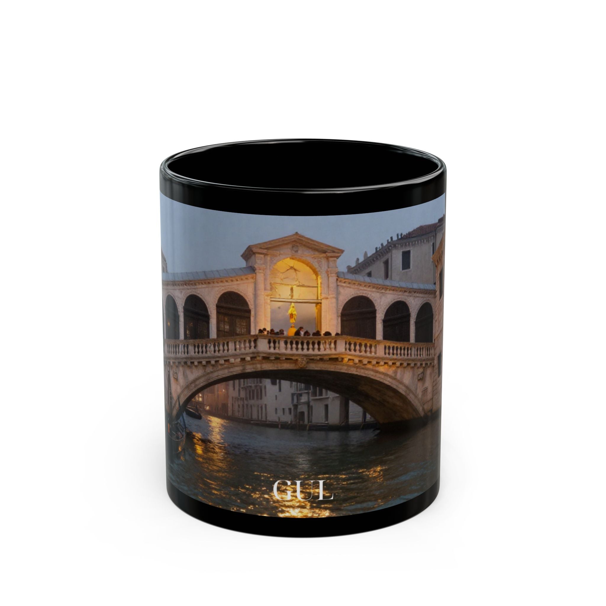 Venice Rialto Bridge Black Photo Mug – Scenic Italy Travel Coffee Cup (11oz/15oz)