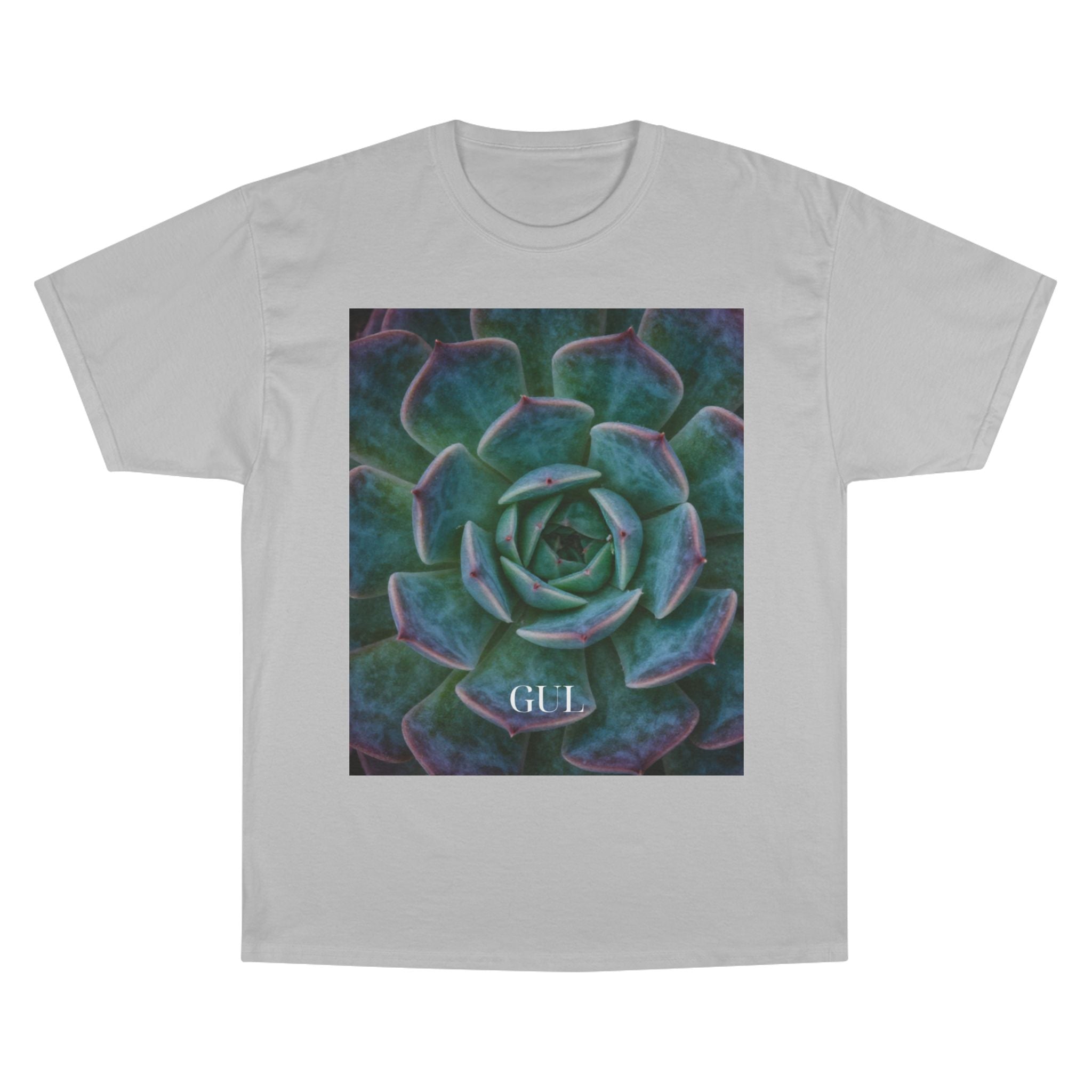Champion Graphic T‑Shirt — Succulent & Pyramid Photo Print Tee