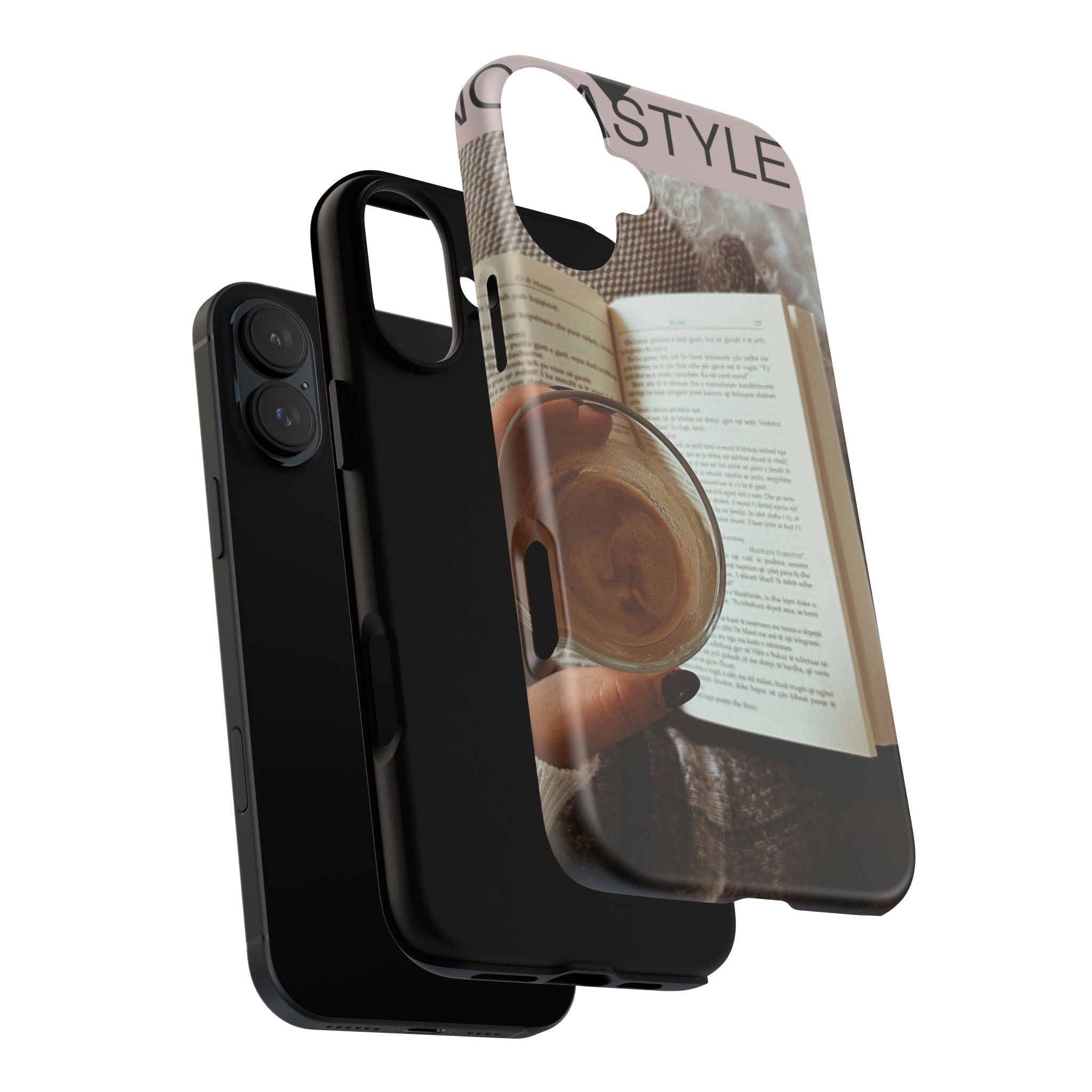 Cozy Reading Phone Case — Coffee & Book Protective Cover