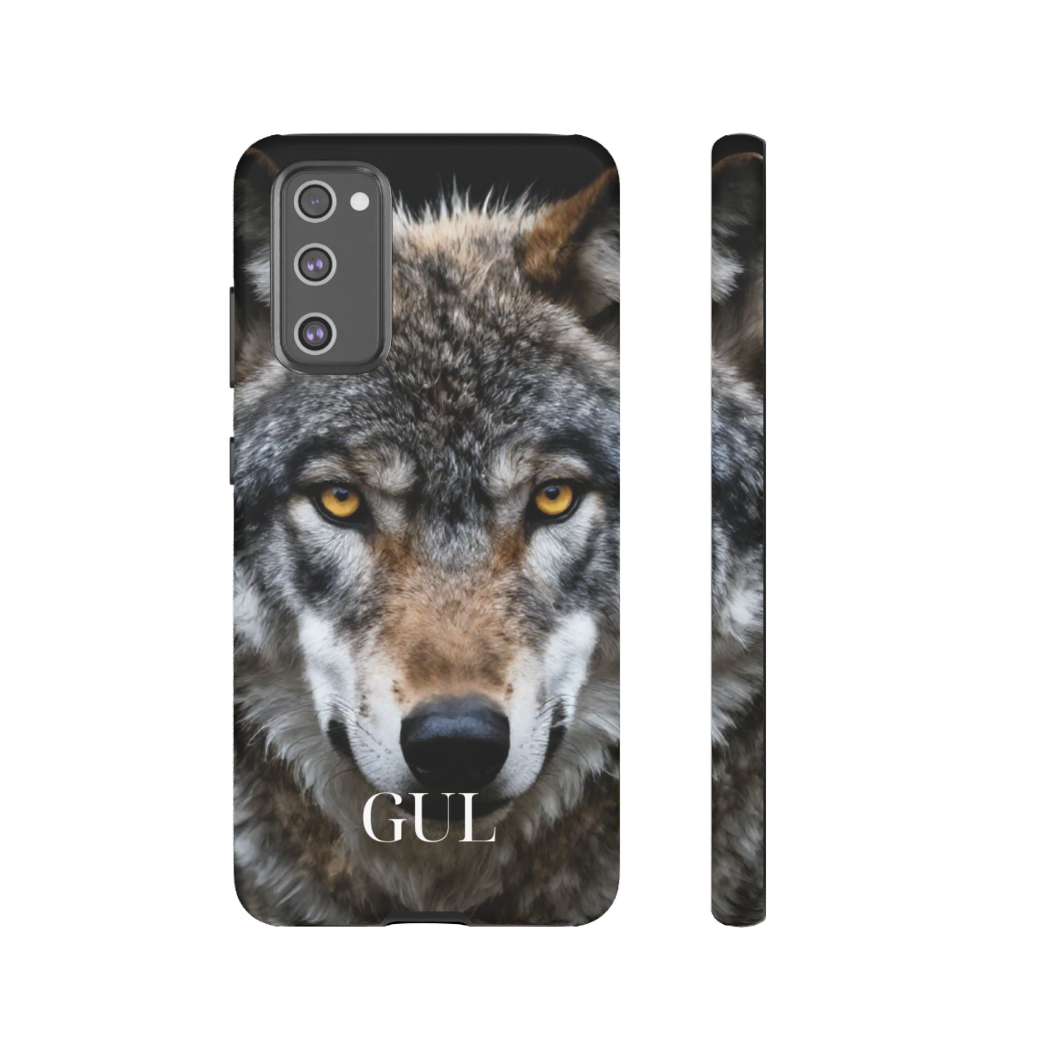 Wolf Eyes Phone Case — Fierce Wildlife iPhone Protective Case with ‘GUL’ Text