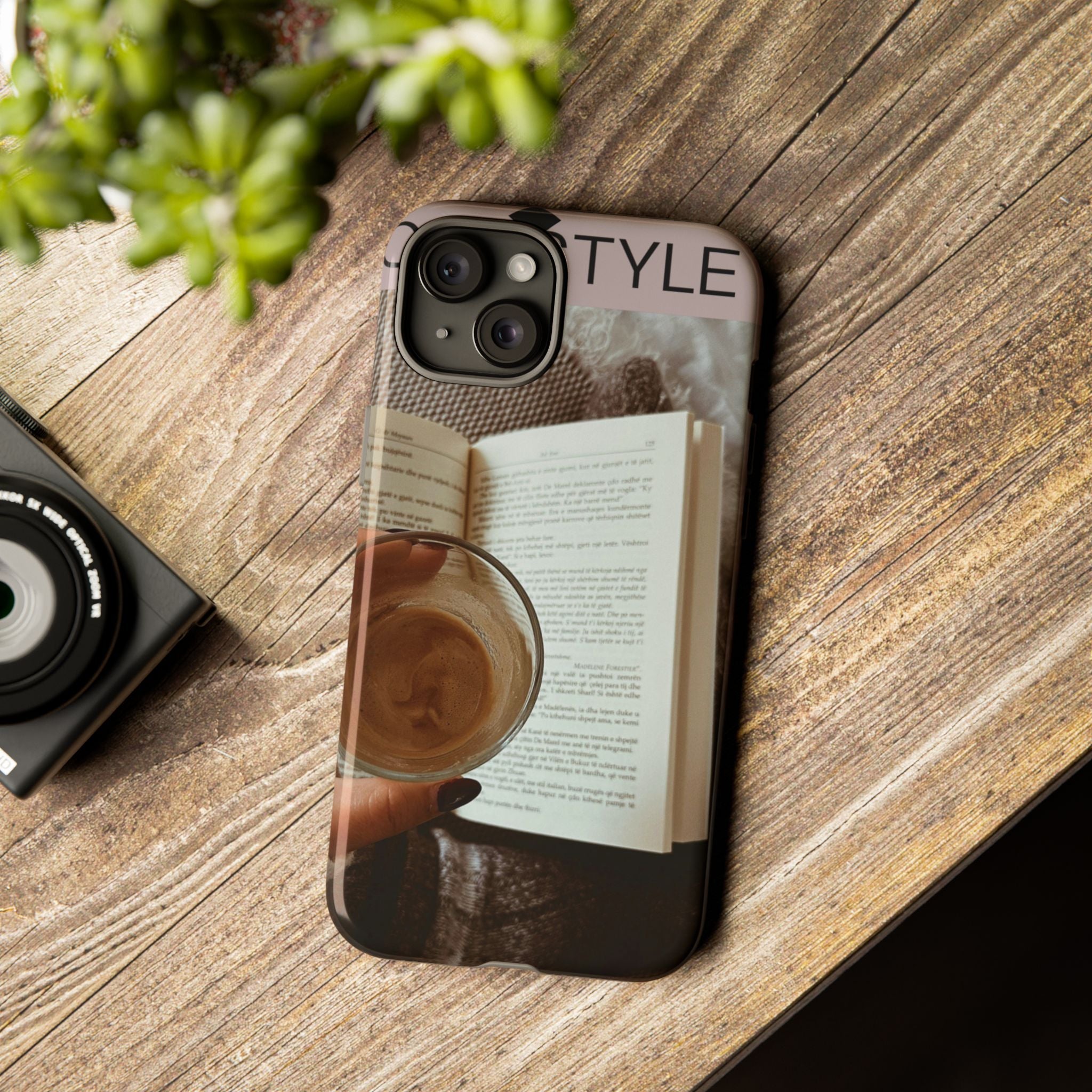 Cozy Reading Phone Case — Coffee & Book Protective Cover