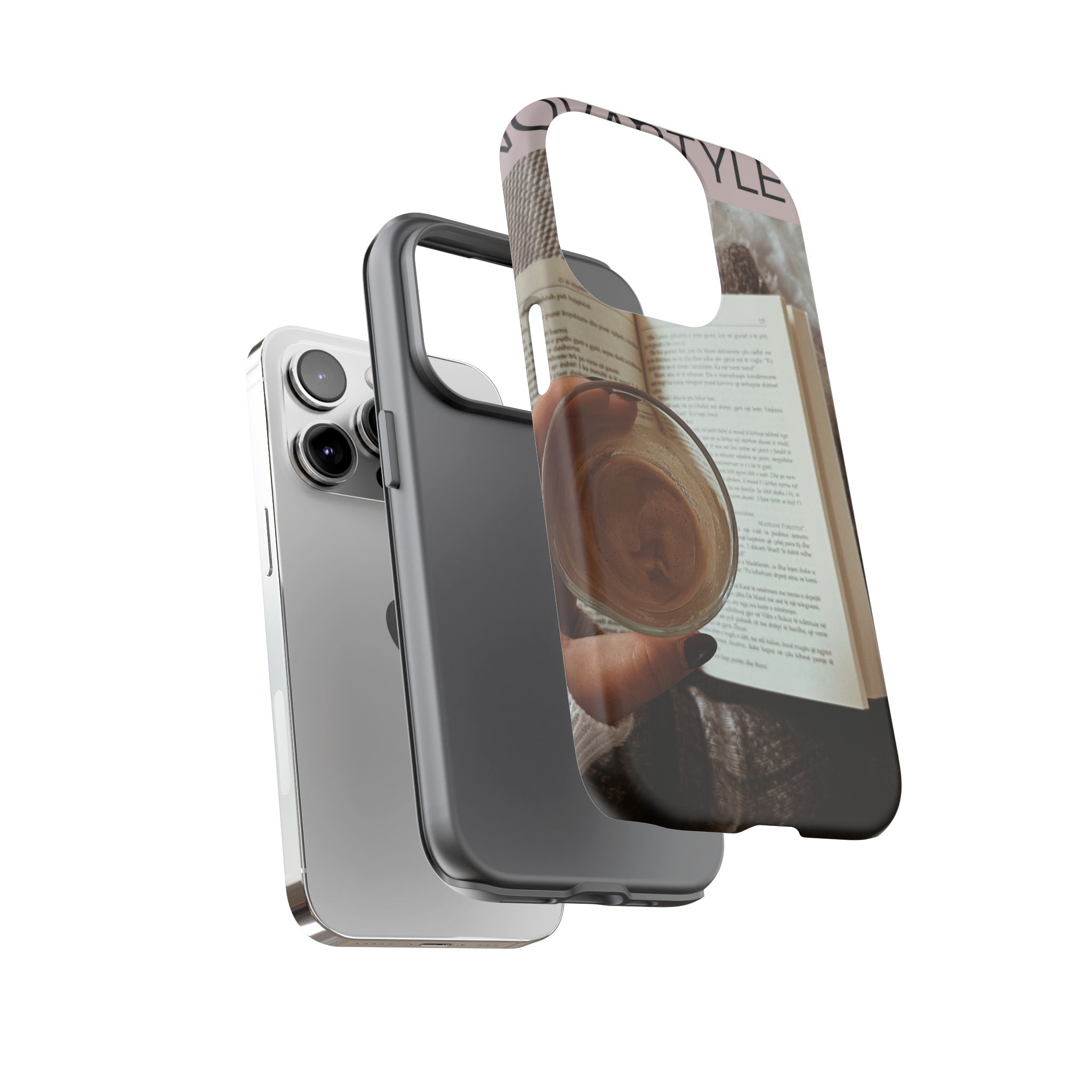 Cozy Reading Phone Case — Coffee & Book Protective Cover