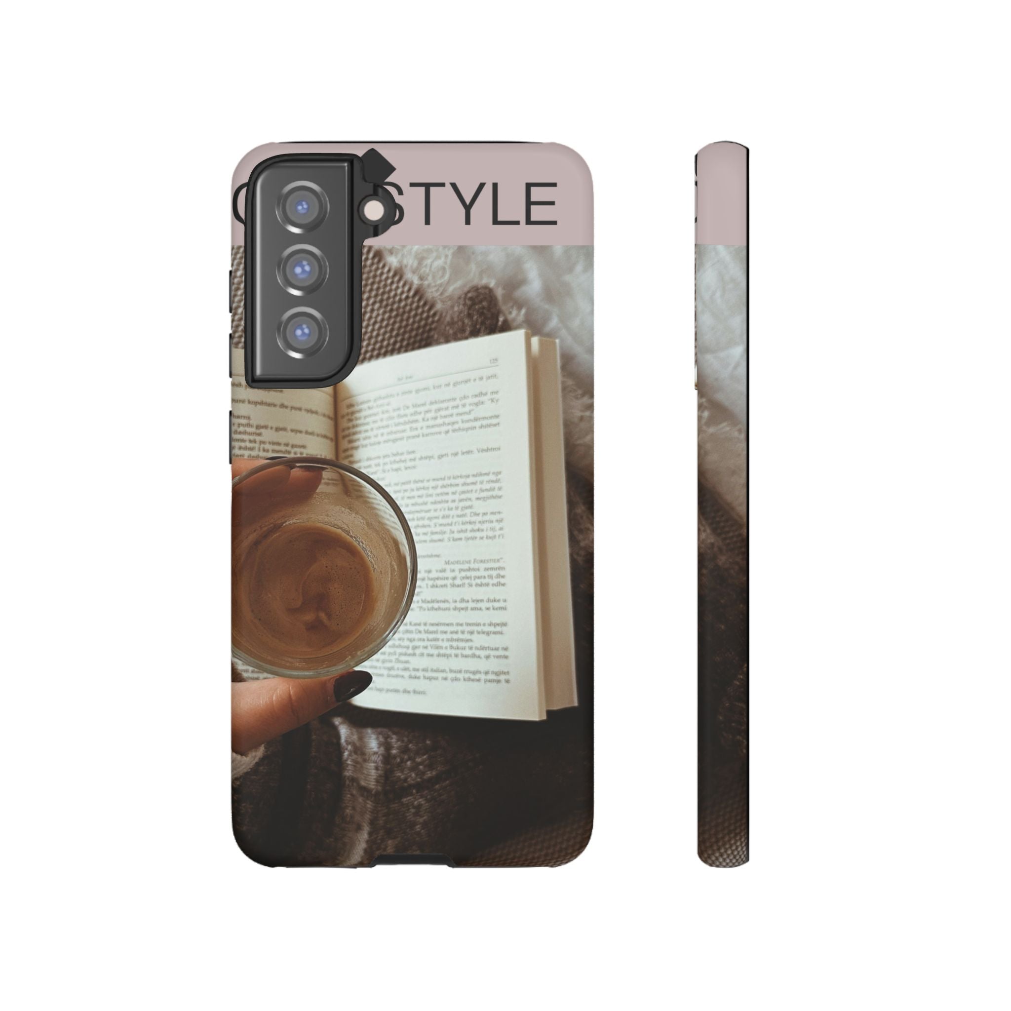 Cozy Reading Phone Case — Coffee & Book Protective Cover
