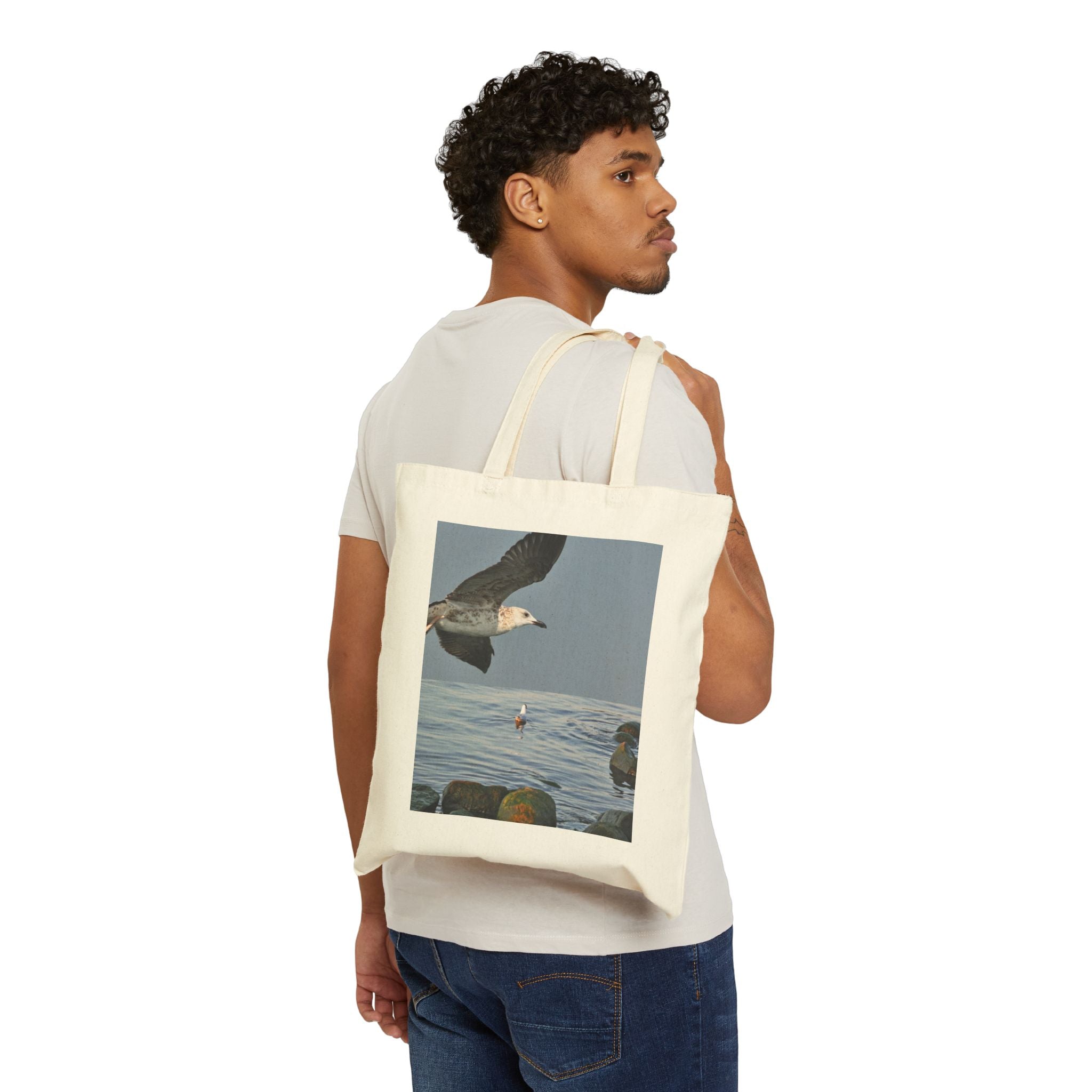 Canvas Tote Bag — Seaside Gull & Sunlit Poppies Art Prints