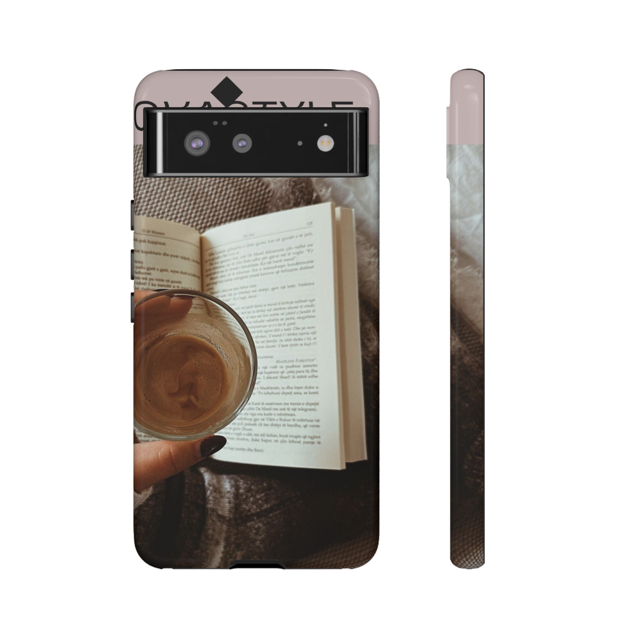 Cozy Reading Phone Case — Coffee & Book Protective Cover
