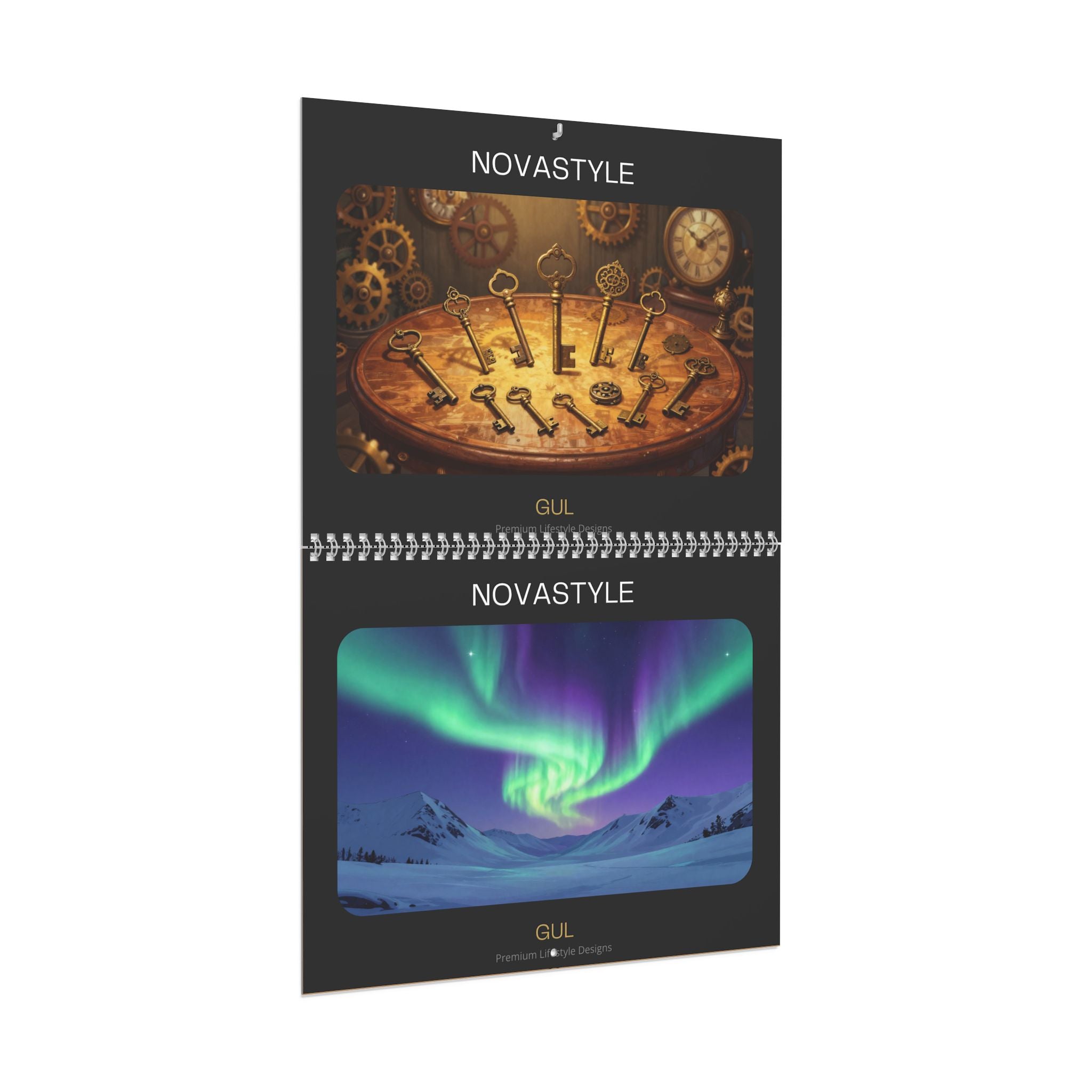 Mandala & Nature Wall Calendar — 12‑Month Artistic Spiral Calendar with Kaleidoscope Art, Aurora & Vintage Keys
