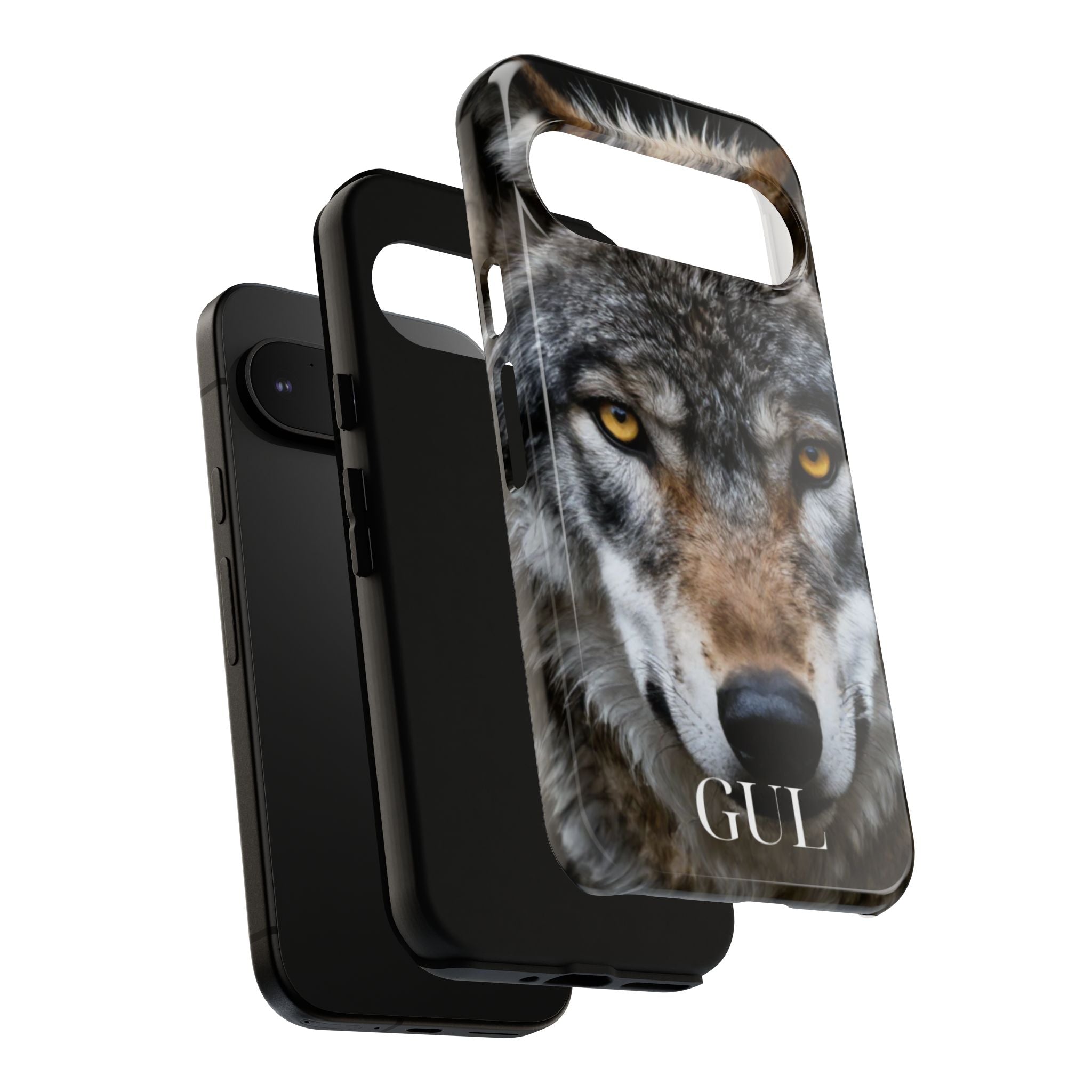 Wolf Eyes Phone Case — Fierce Wildlife iPhone Protective Case with ‘GUL’ Text