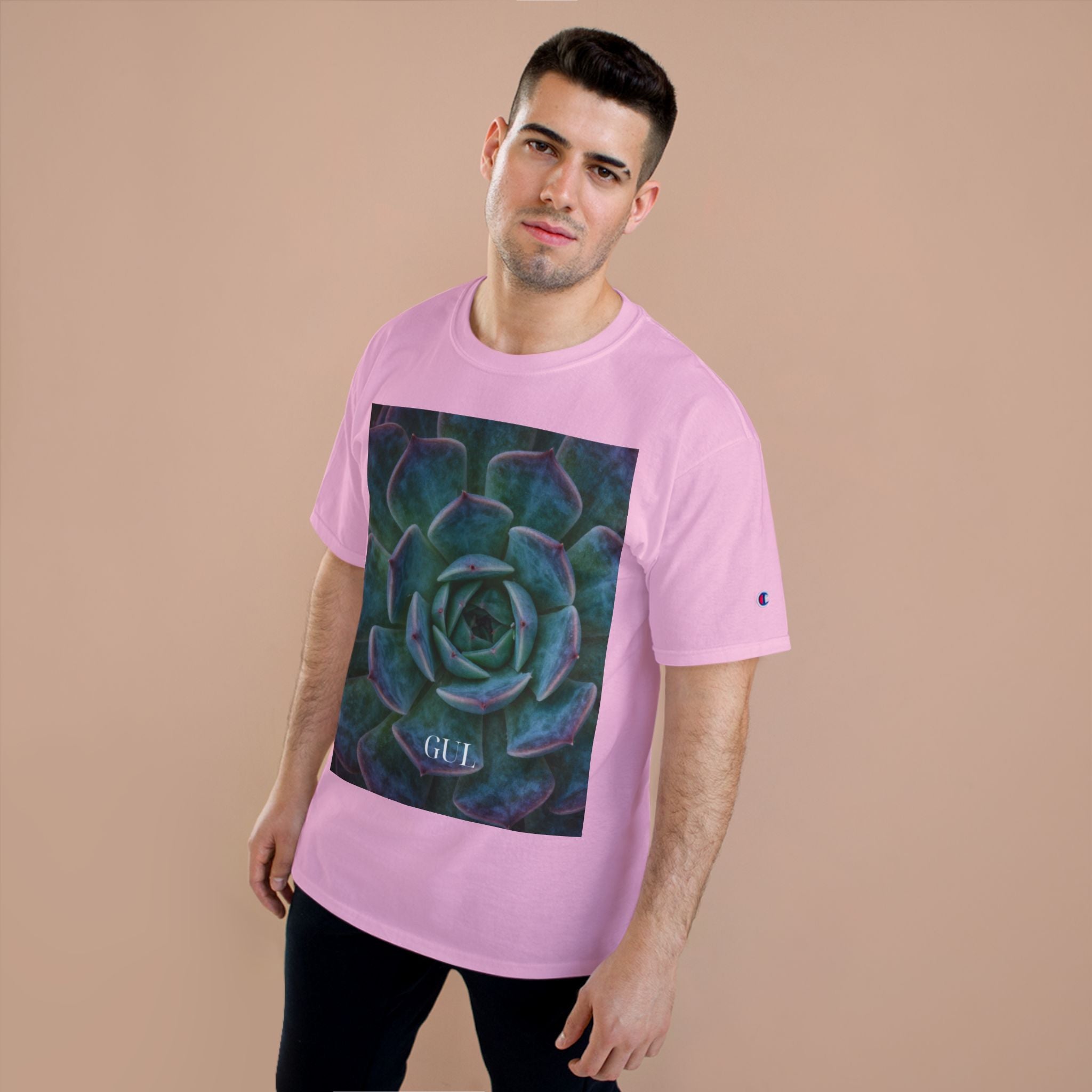 Champion Graphic T‑Shirt — Succulent & Pyramid Photo Print Tee