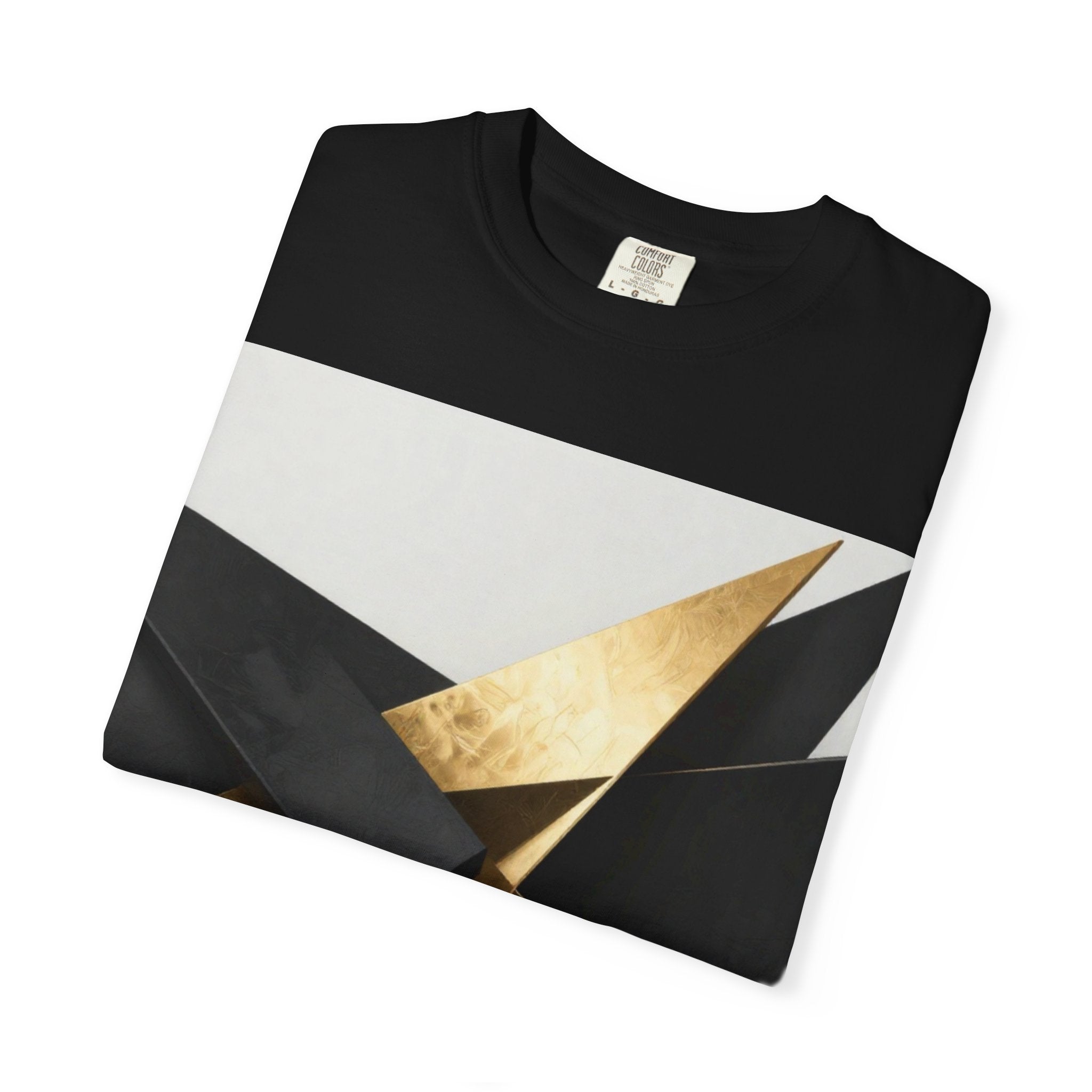 Graphic T-Shirt — Modern Gold Abstract & Mountain Photo Print