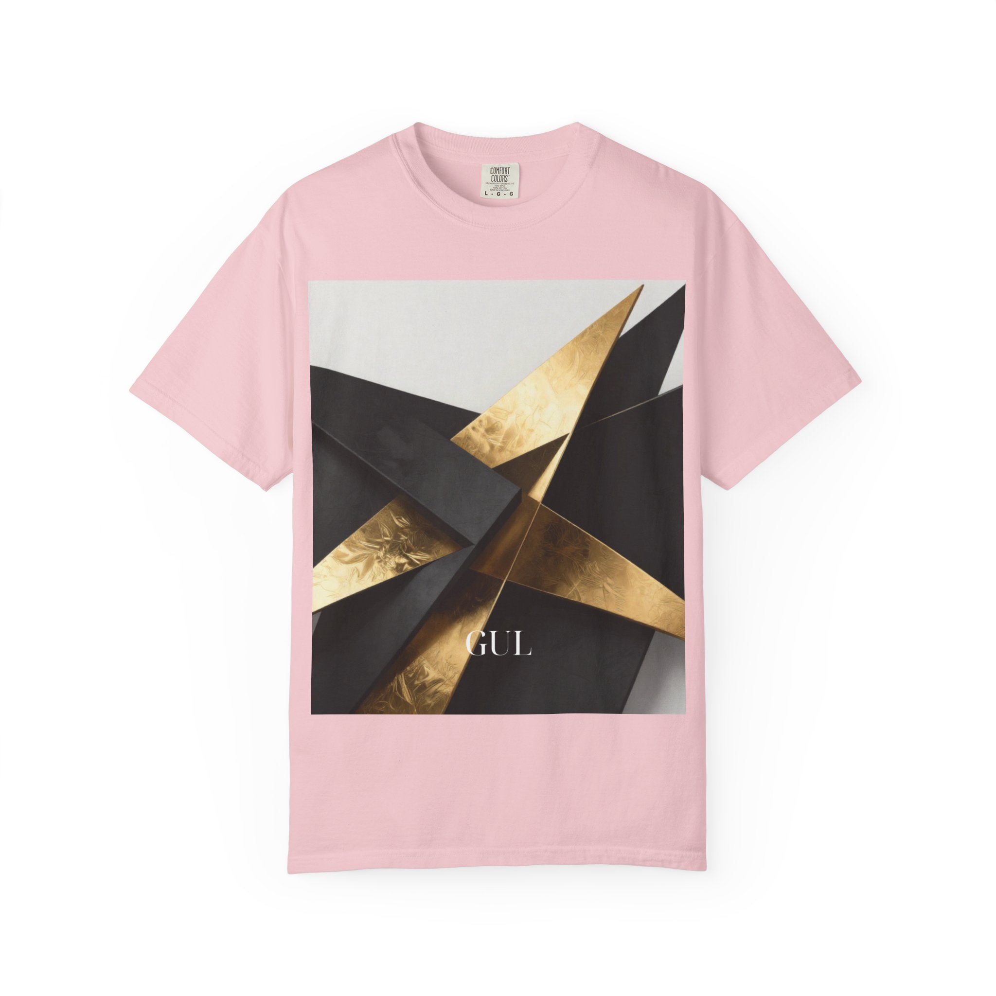 Graphic T-Shirt — Modern Gold Abstract & Mountain Photo Print