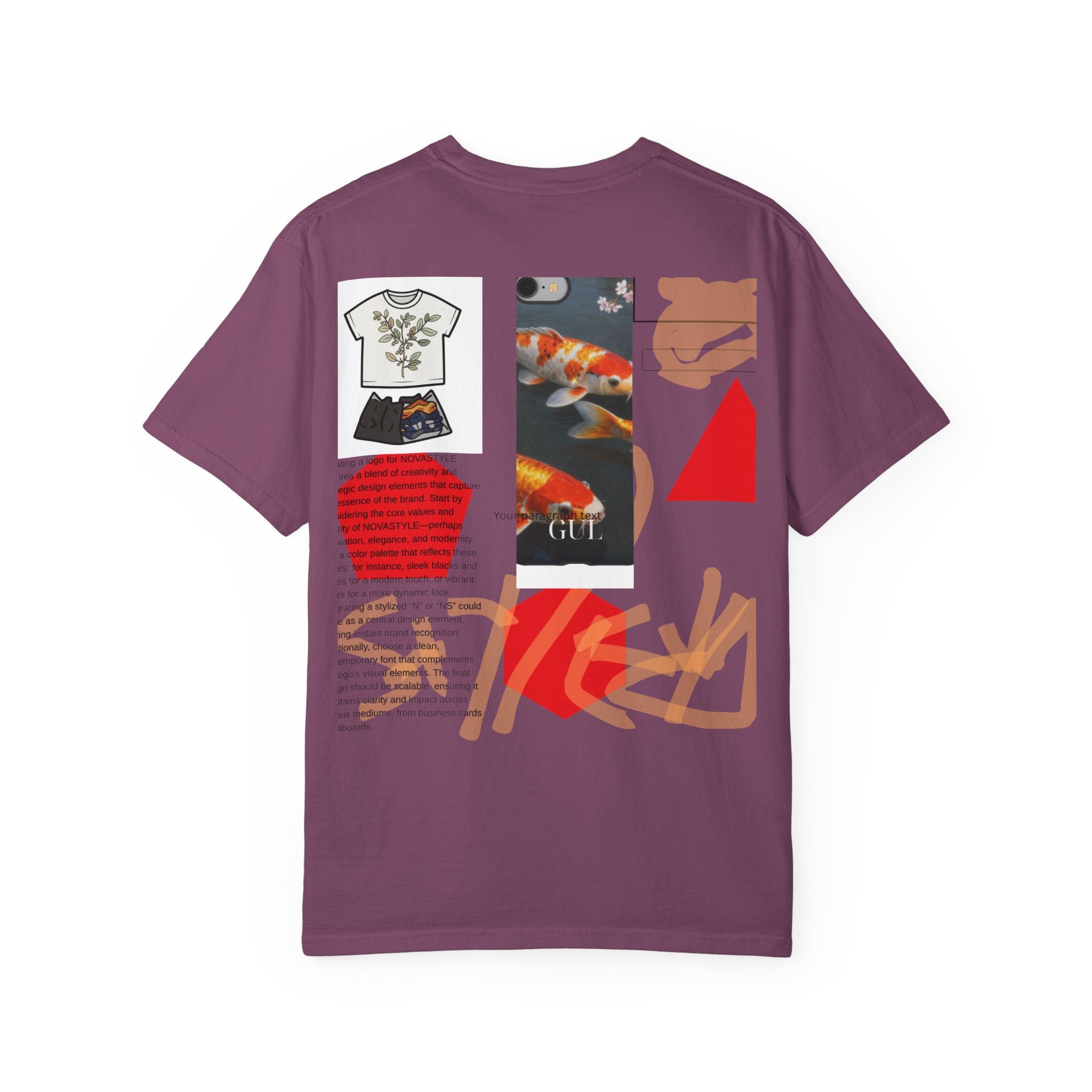 Graphic T-Shirt — Playful Koi & Vase Collage Tee (OVASTYLE Brand)