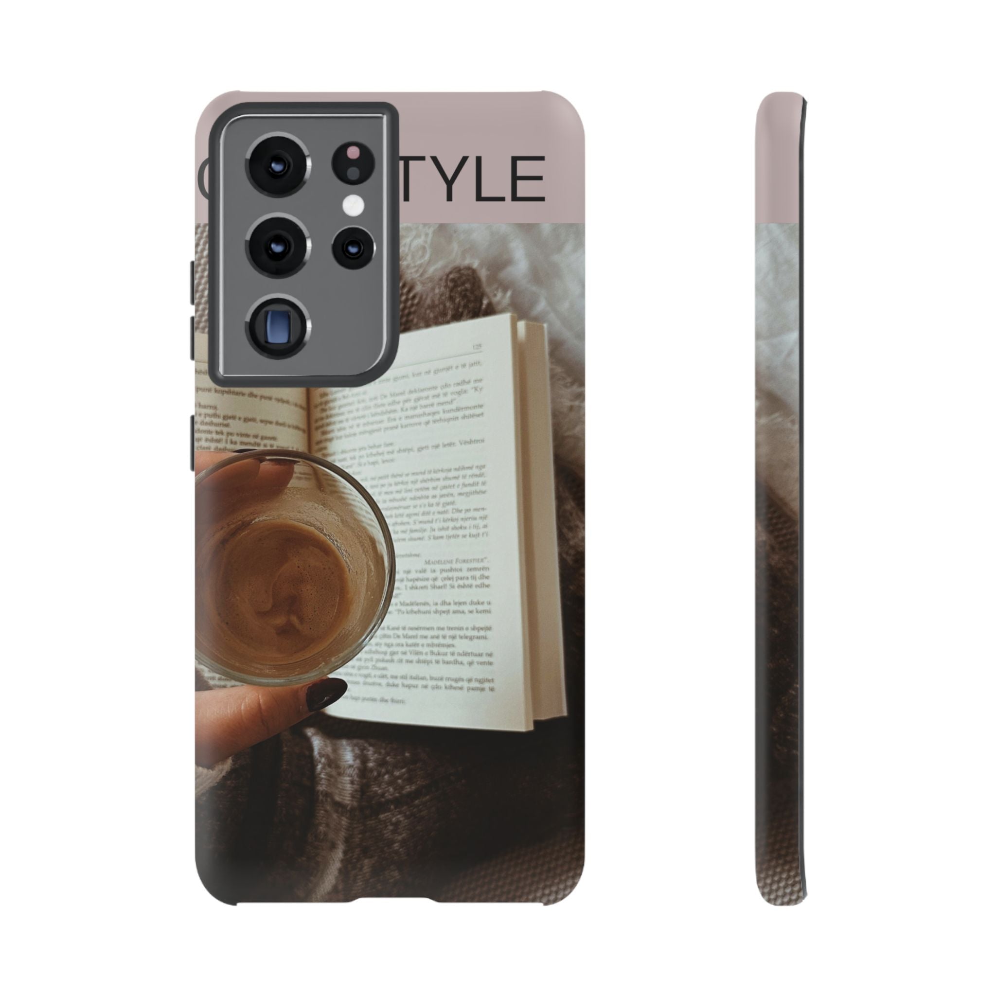 Cozy Reading Phone Case — Coffee & Book Protective Cover