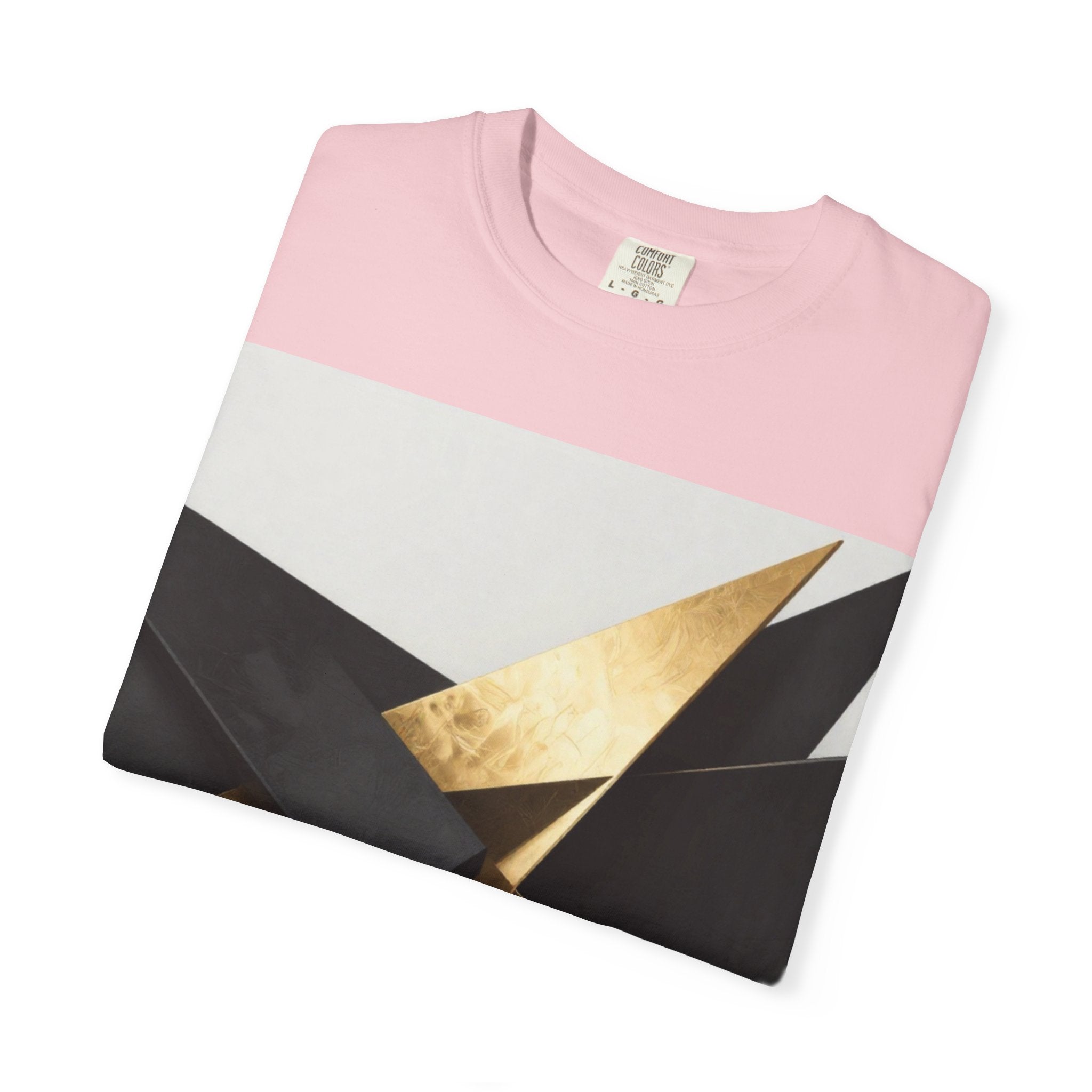 Graphic T-Shirt — Modern Gold Abstract & Mountain Photo Print