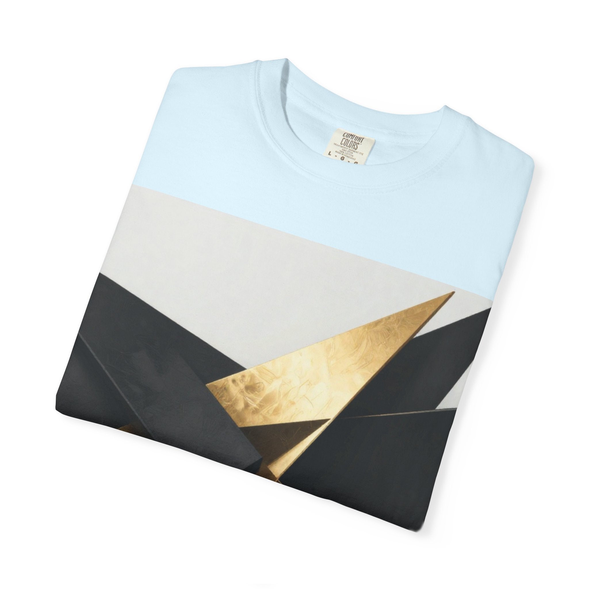 Graphic T-Shirt — Modern Gold Abstract & Mountain Photo Print