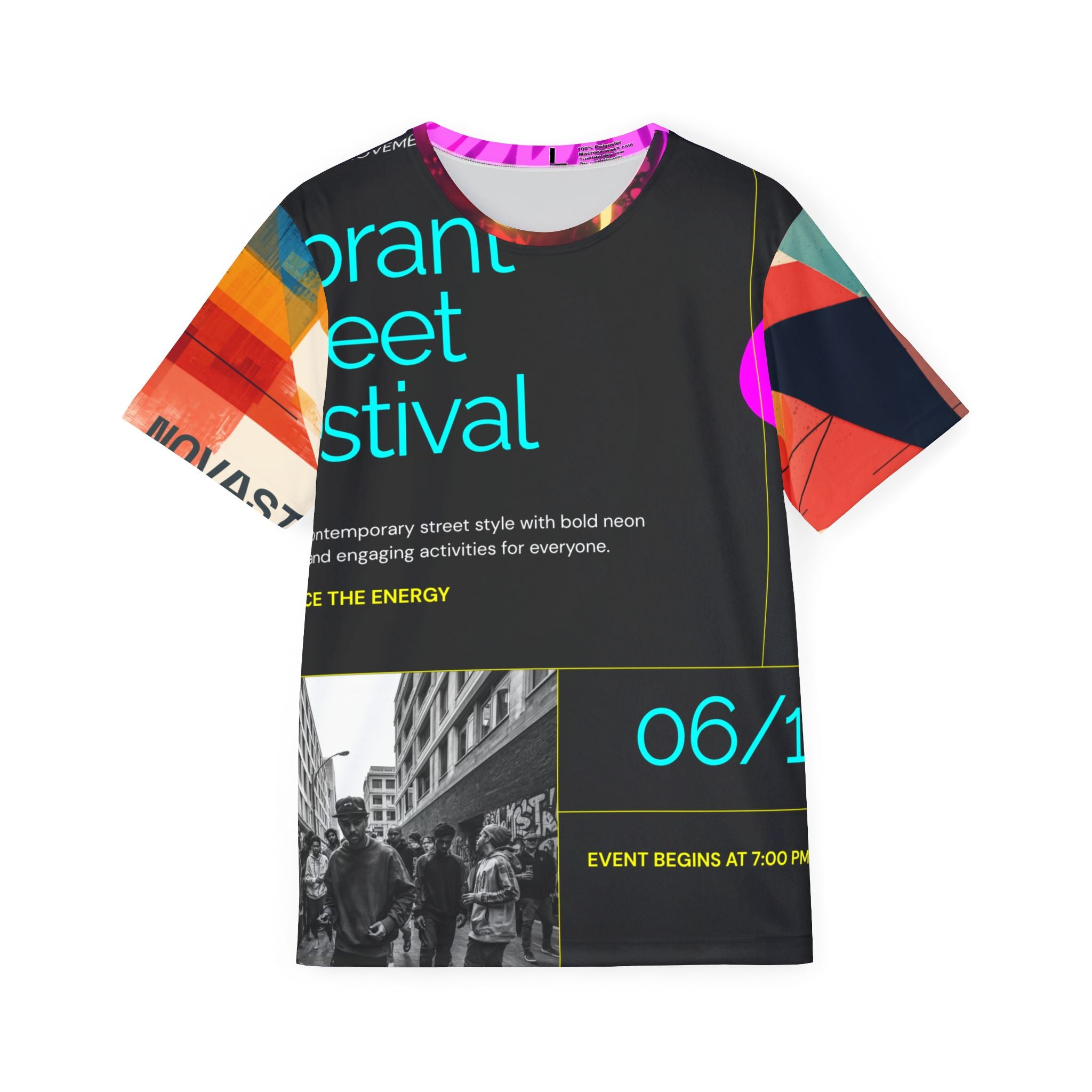 Festival Streetwear Jersey — Neon Graphic All-Over Print Men&