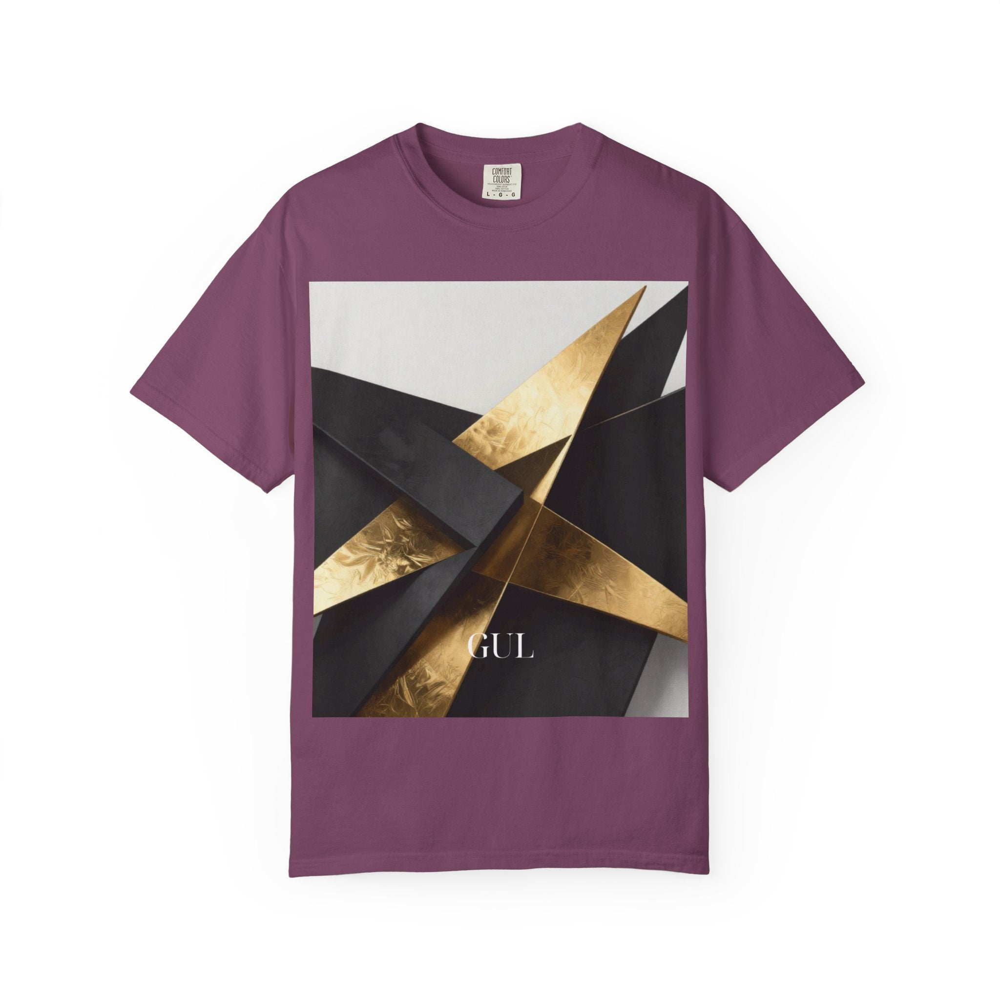 Graphic T-Shirt — Modern Gold Abstract & Mountain Photo Print