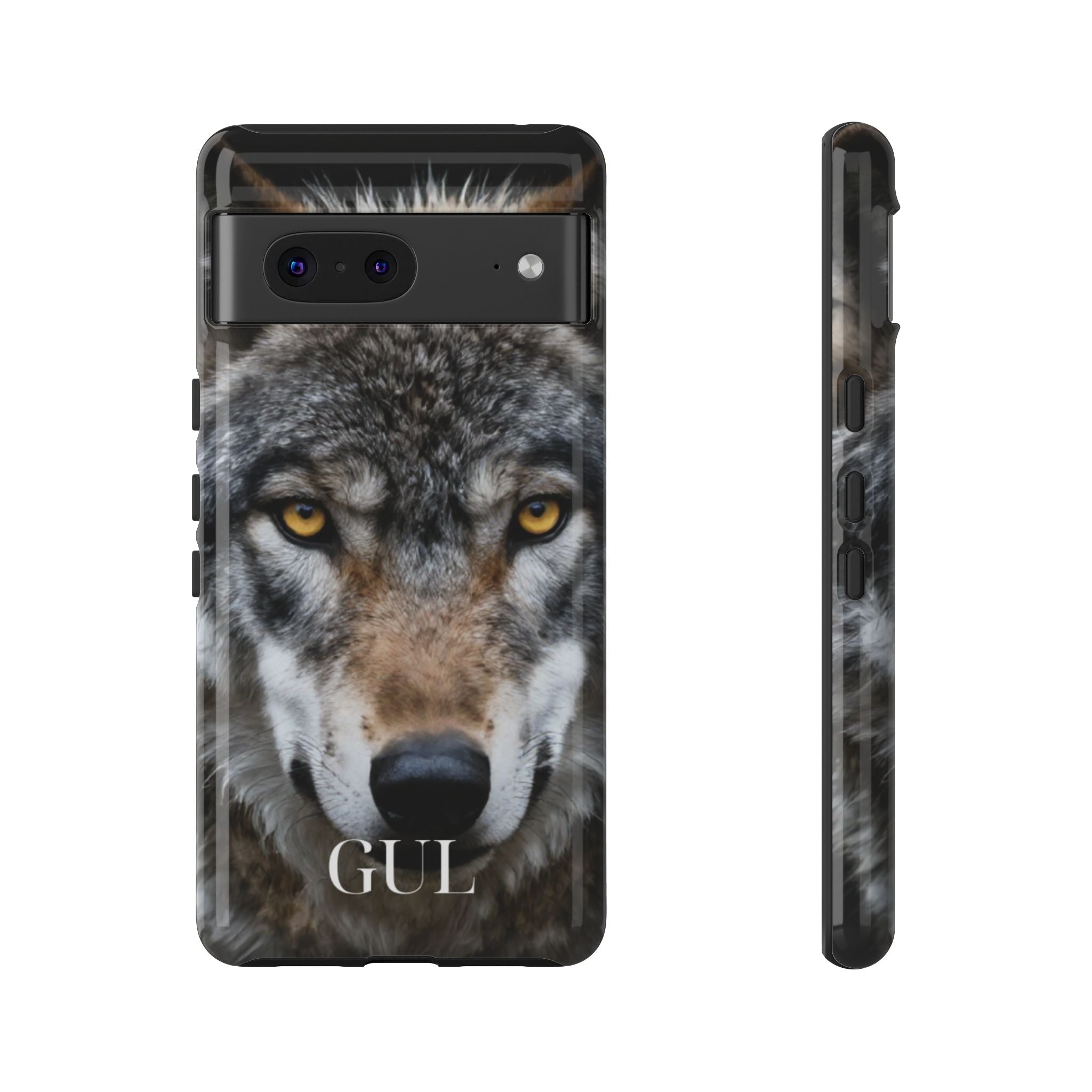 Wolf Eyes Phone Case — Fierce Wildlife iPhone Protective Case with ‘GUL’ Text