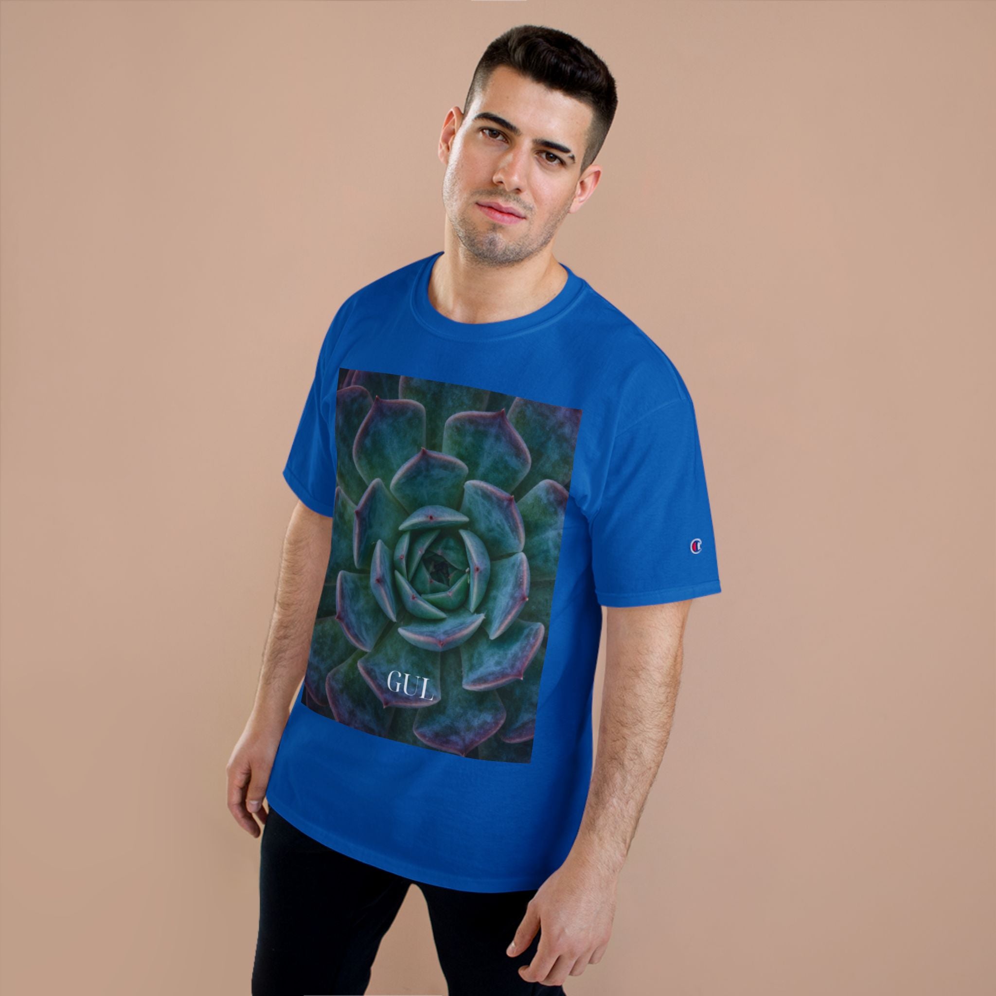 Champion Graphic T‑Shirt — Succulent & Pyramid Photo Print Tee
