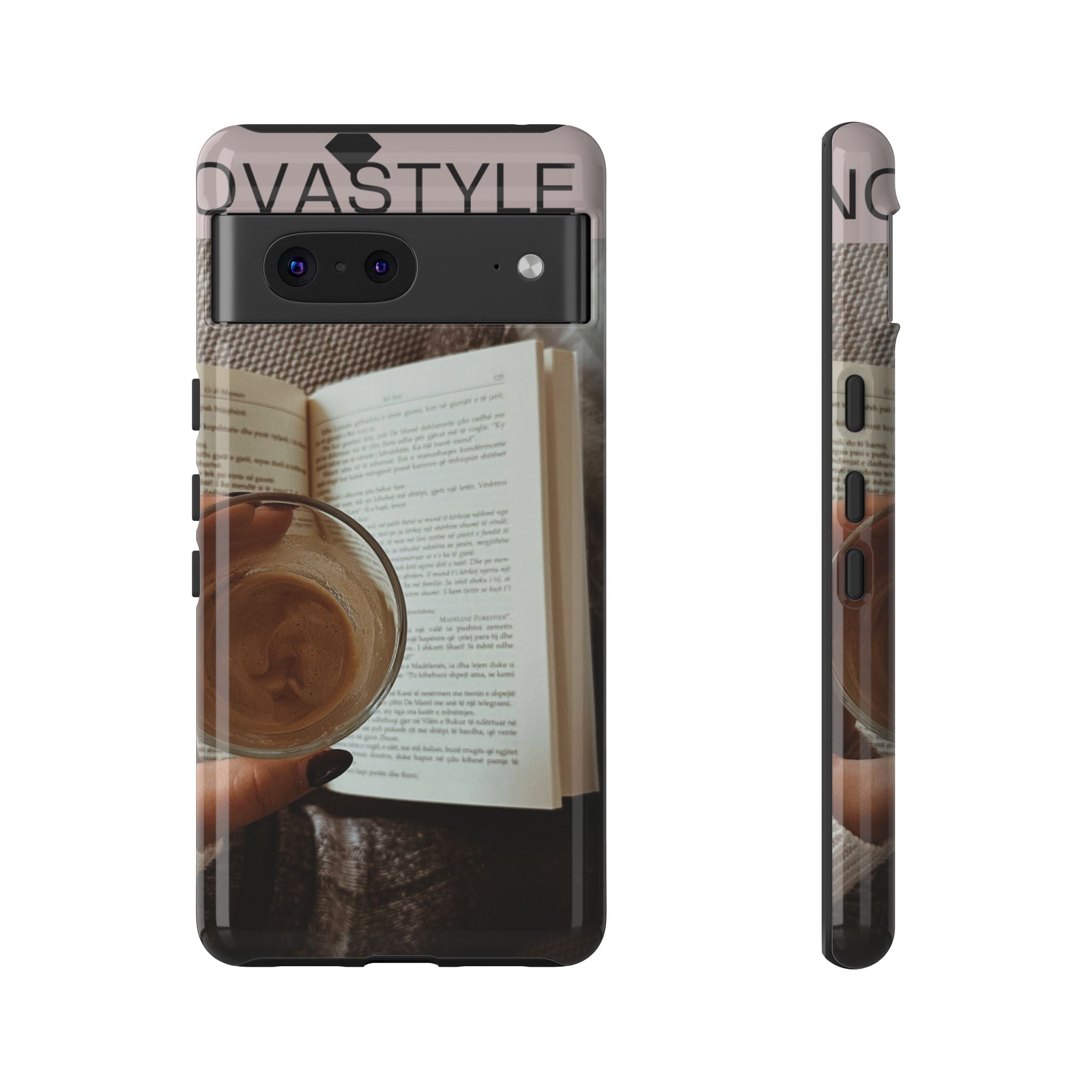 Cozy Reading Phone Case — Coffee & Book Protective Cover