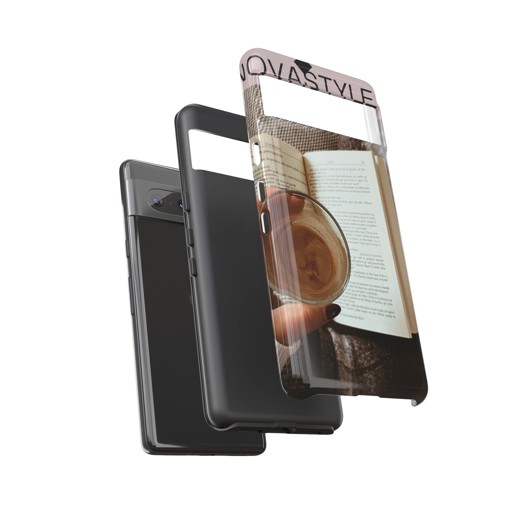 Cozy Reading Phone Case — Coffee & Book Protective Cover