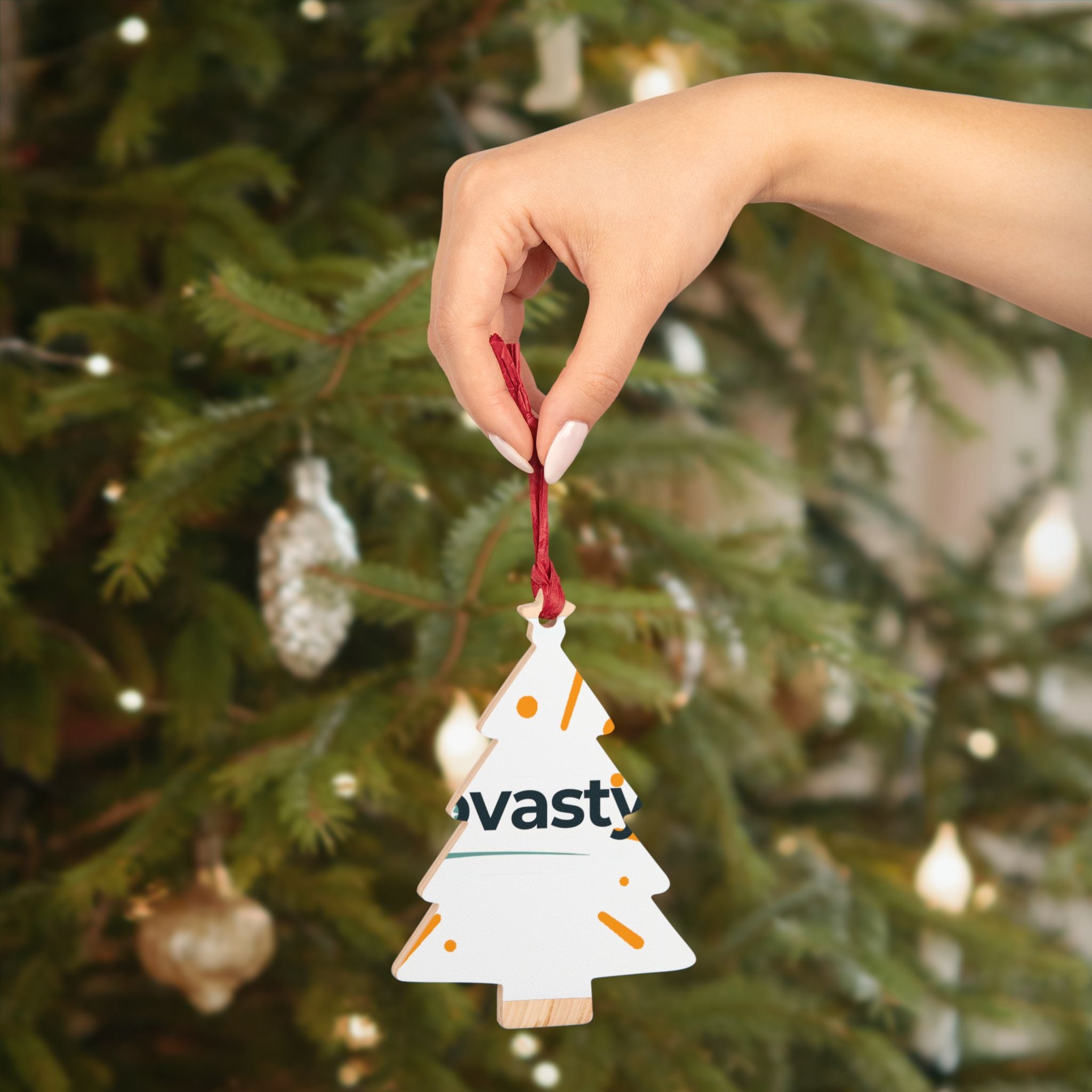 Bell-Shaped Wooden Ornament — Minimal Logo & Illustration Holiday Decoration