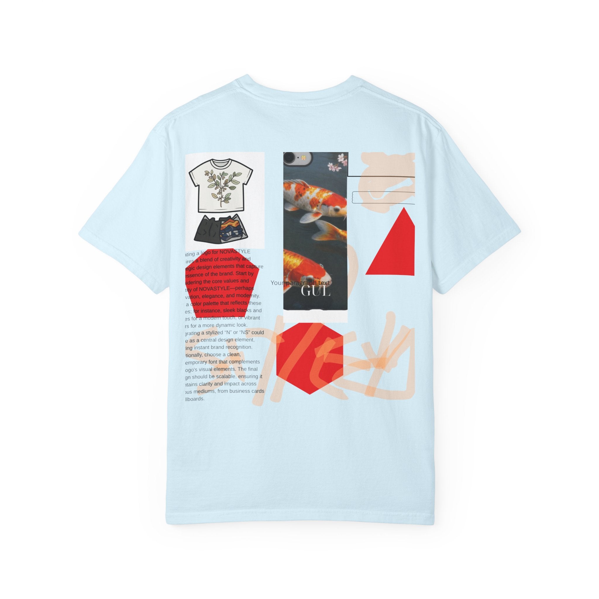 Graphic T-Shirt — Playful Koi & Vase Collage Tee (OVASTYLE Brand)
