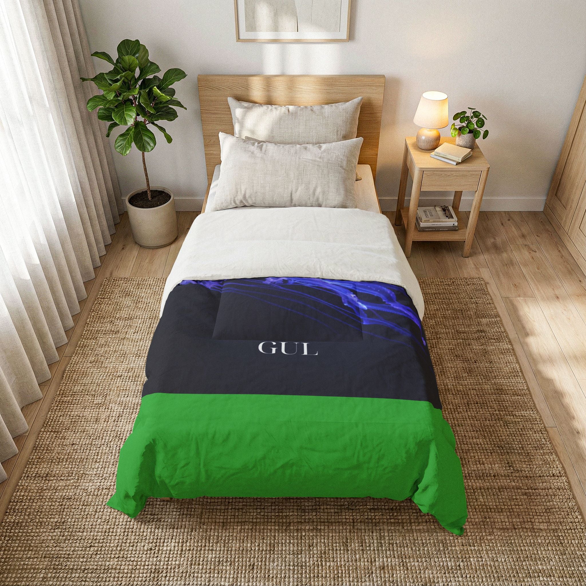 Jellyfish Cotton Comforter – Deep Sea Blue Nautical Bedding