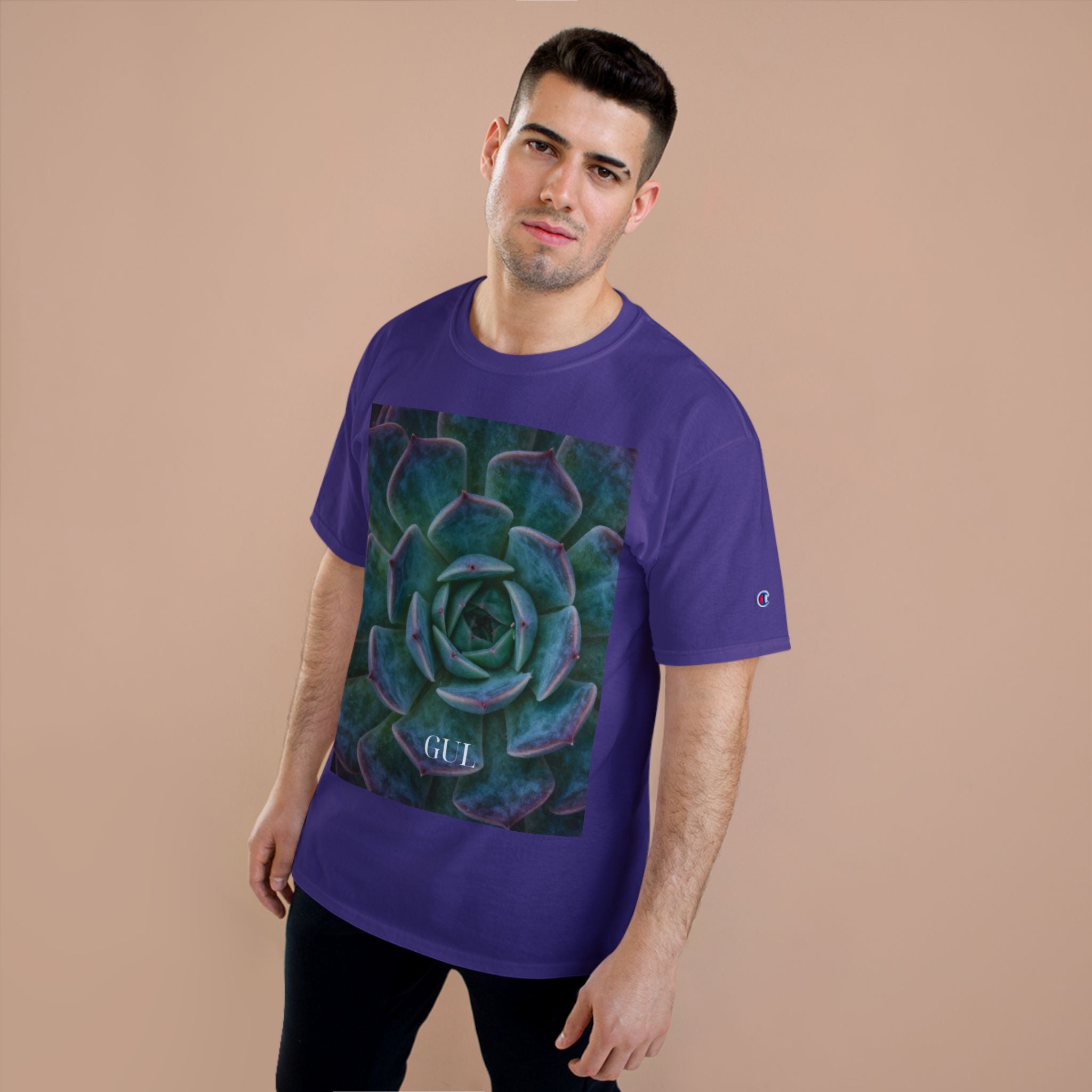 Champion Graphic T‑Shirt — Succulent & Pyramid Photo Print Tee