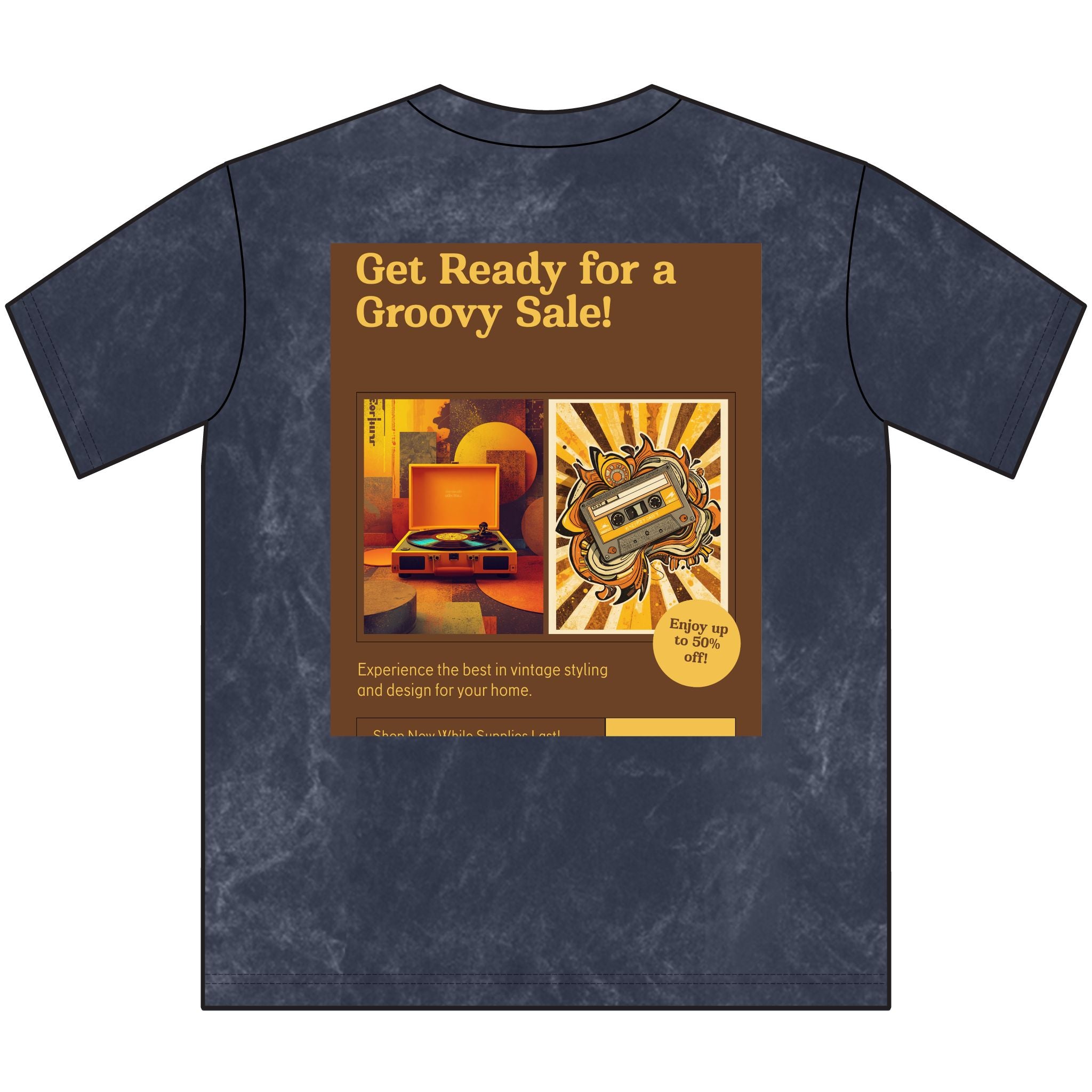 Vintage Crewneck Tee — Retro Tech Collage Graphic