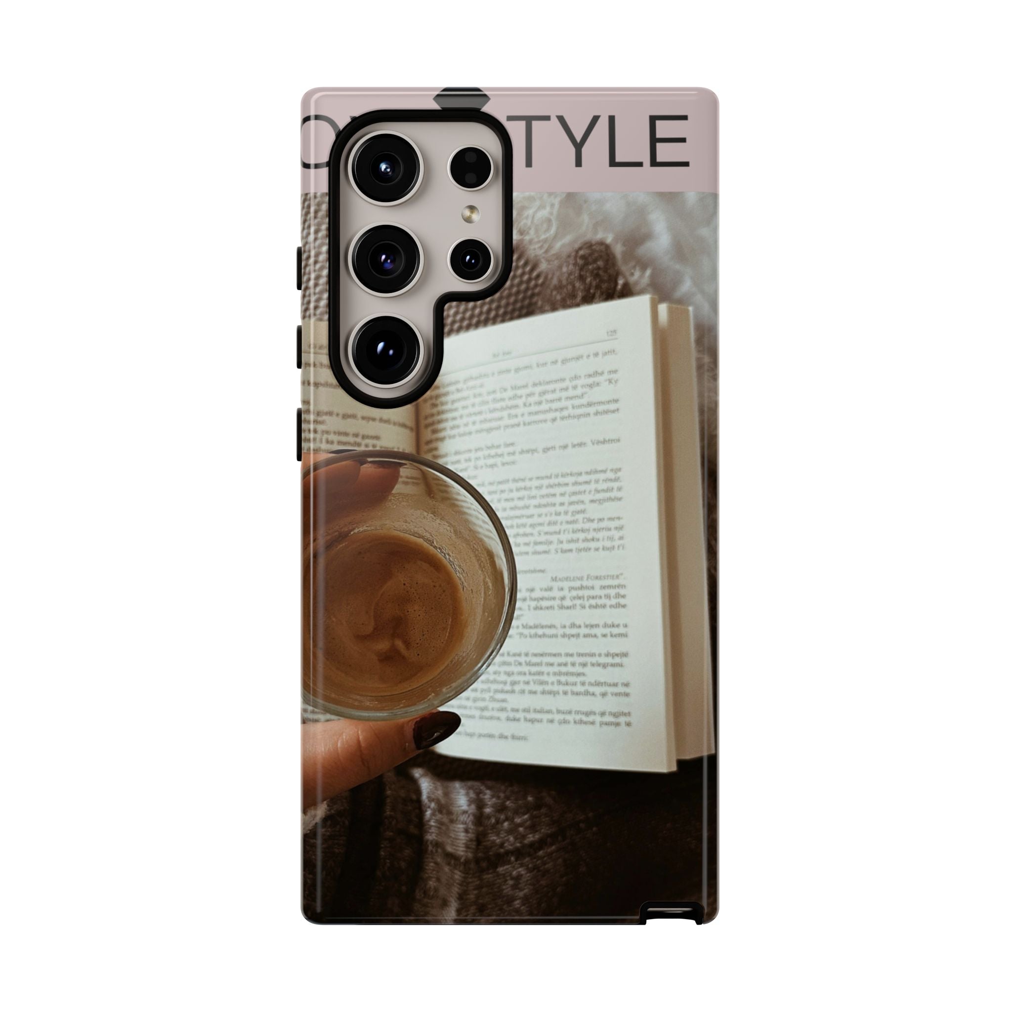 Cozy Reading Phone Case — Coffee & Book Protective Cover