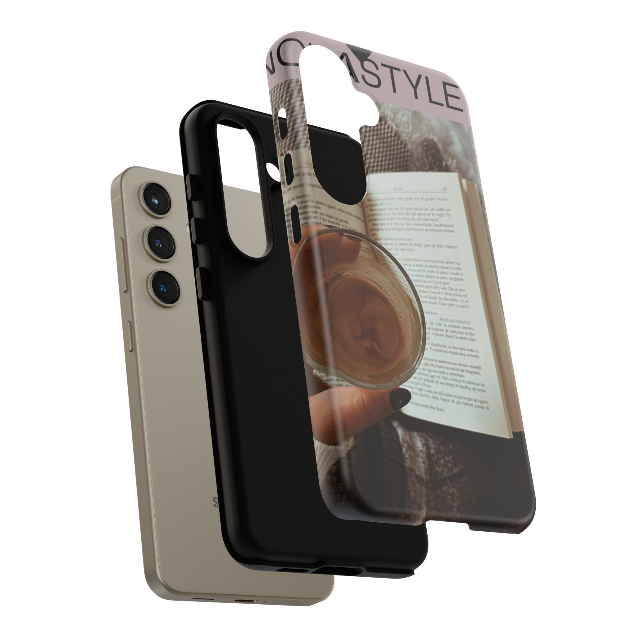 Cozy Reading Phone Case — Coffee & Book Protective Cover