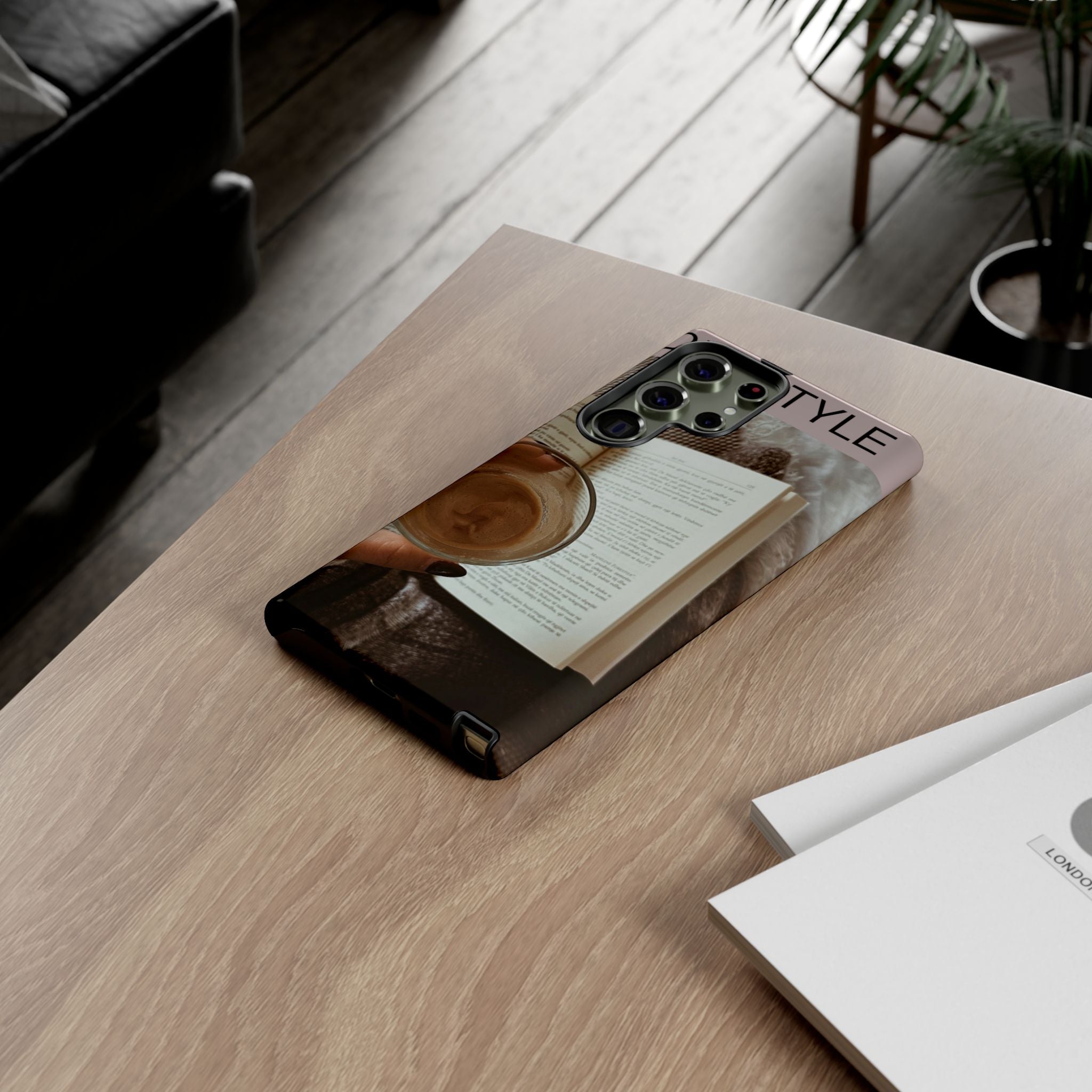 Cozy Reading Phone Case — Coffee & Book Protective Cover