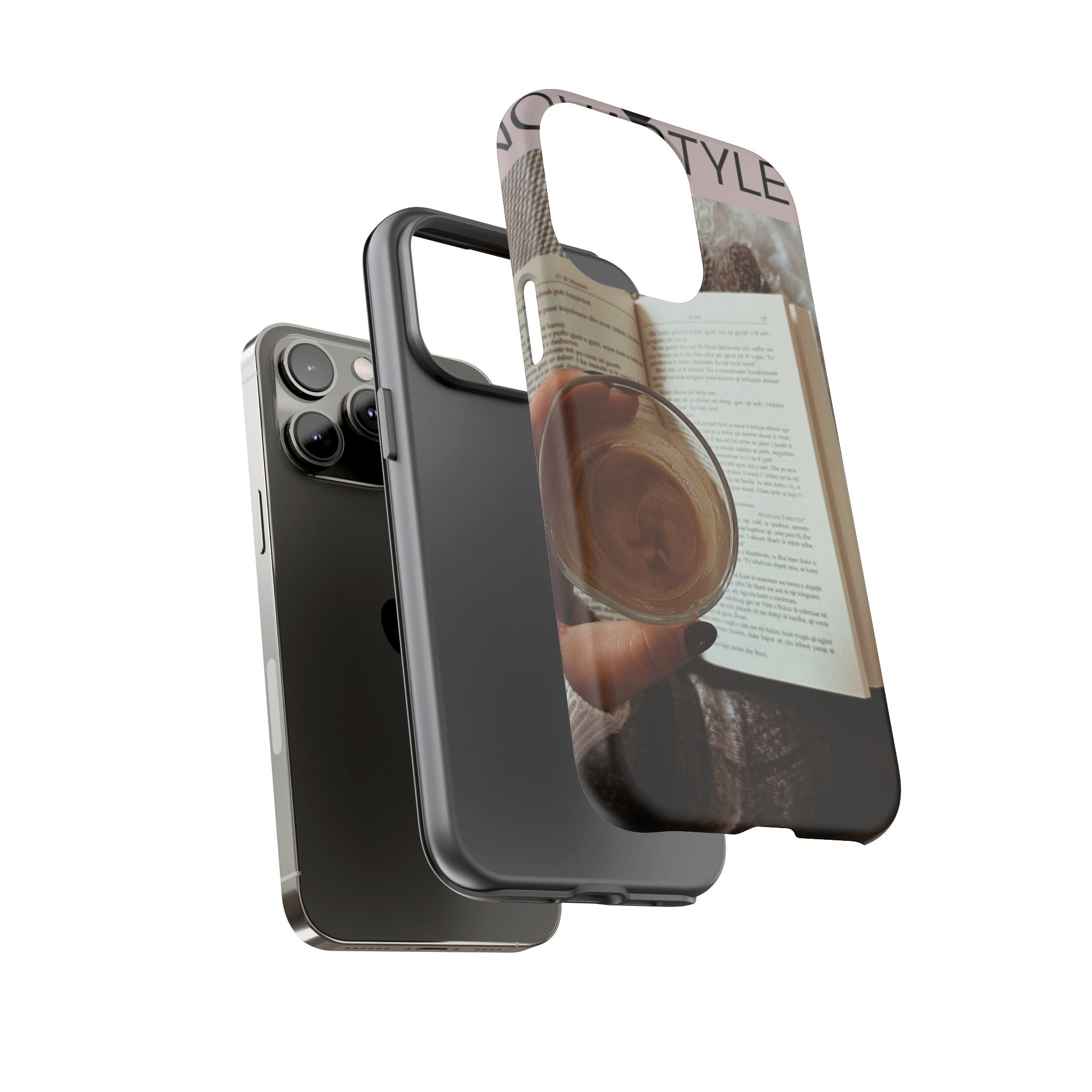 Cozy Reading Phone Case — Coffee & Book Protective Cover