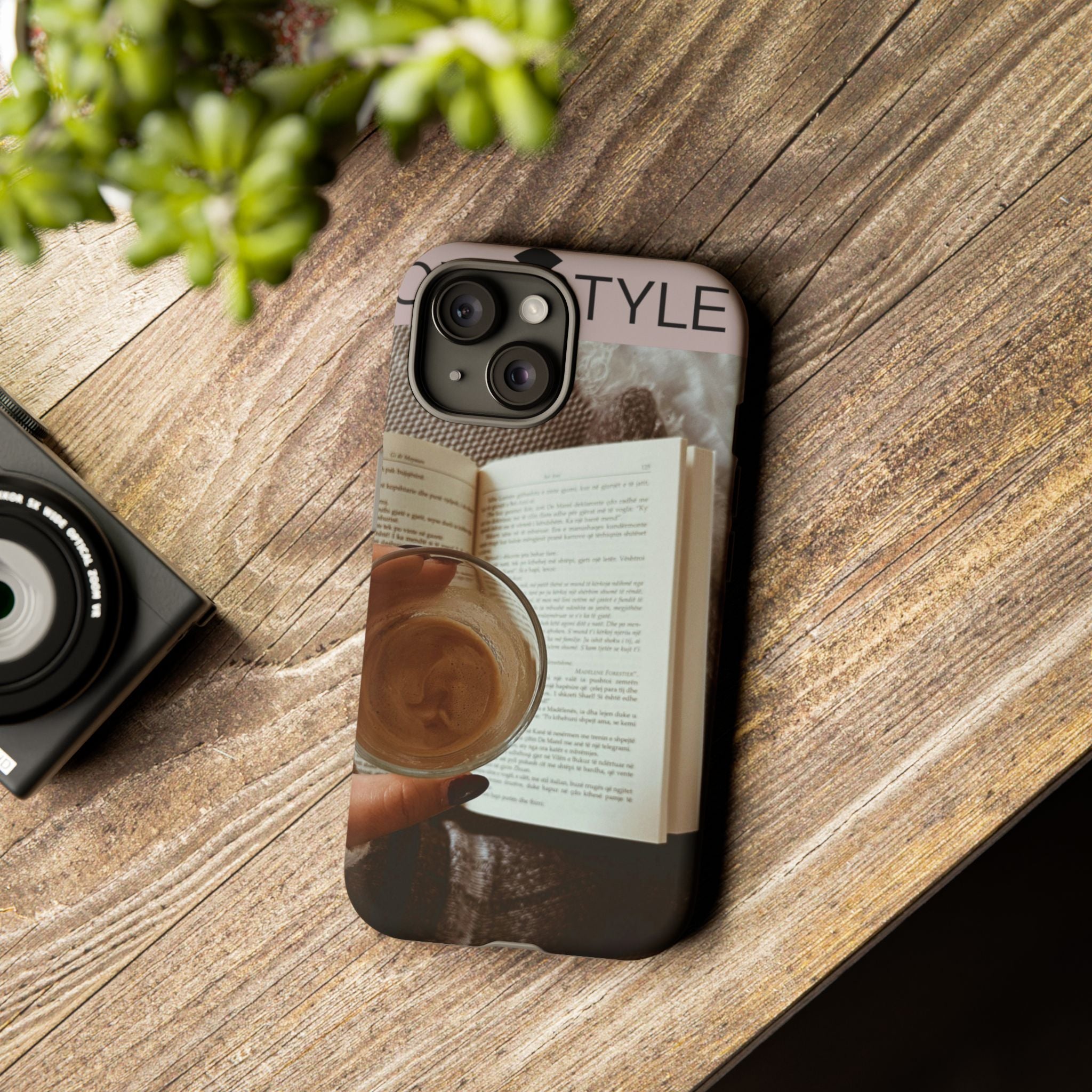 Cozy Reading Phone Case — Coffee & Book Protective Cover