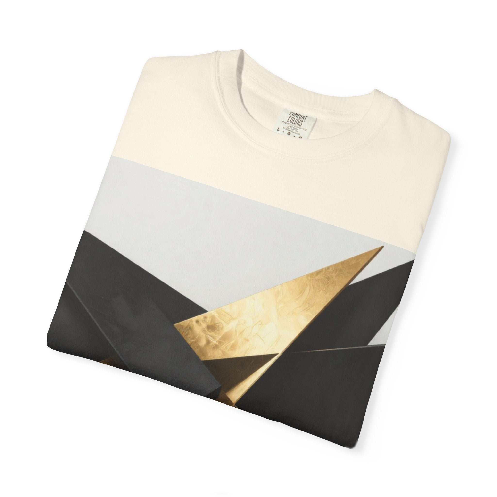 Graphic T-Shirt — Modern Gold Abstract & Mountain Photo Print