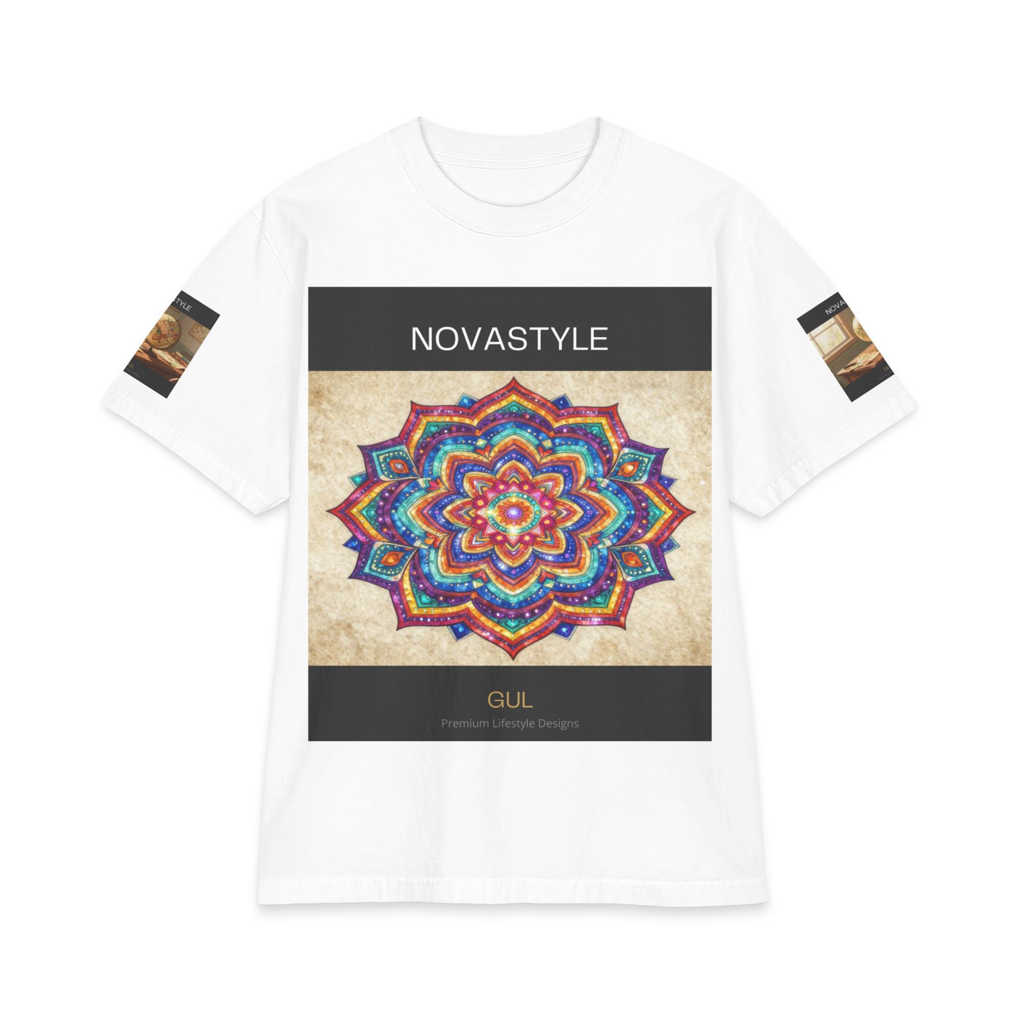 T-Shirt — NOVASTYLE Colorful Mandala & Bonsai Graphic Tee