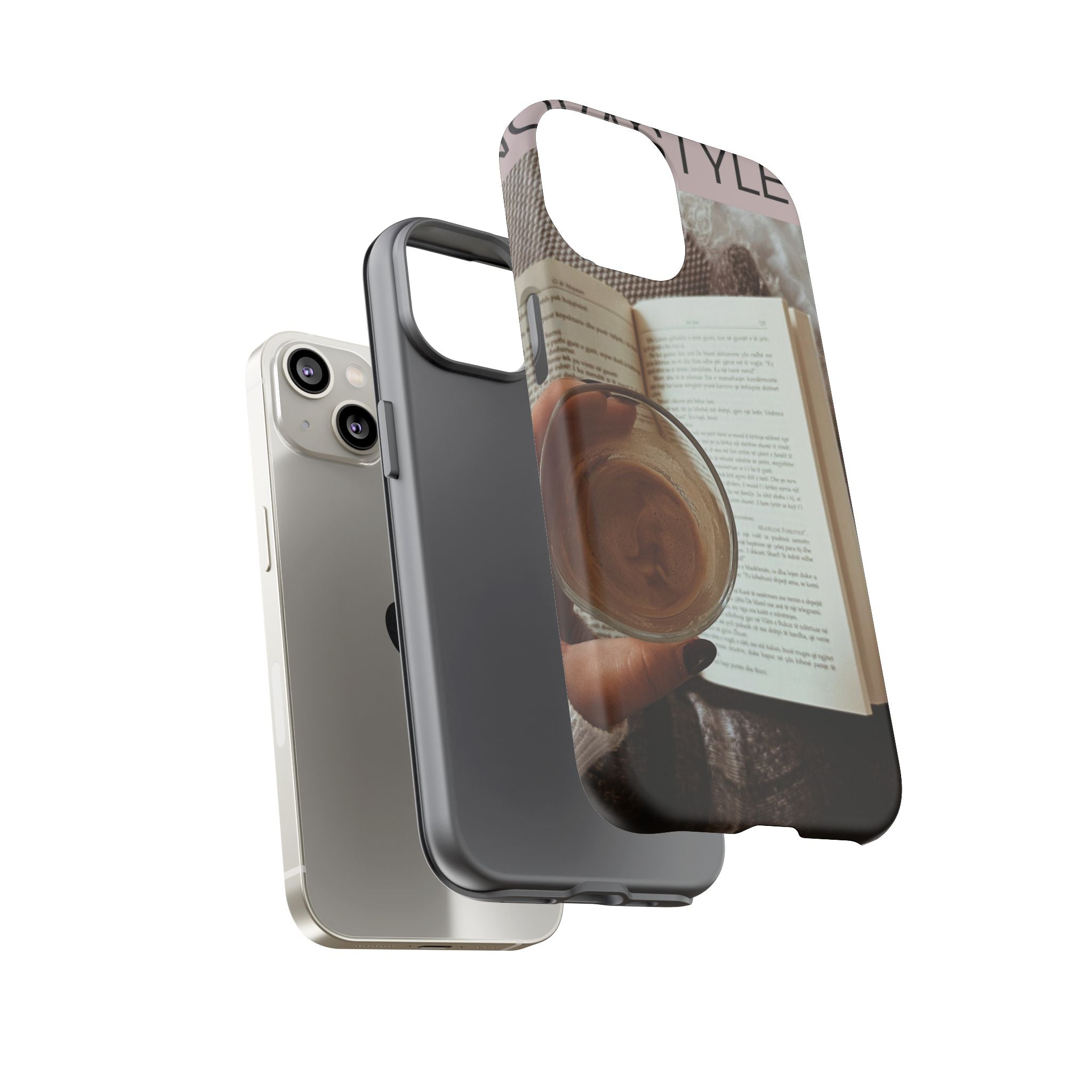 Cozy Reading Phone Case — Coffee & Book Protective Cover