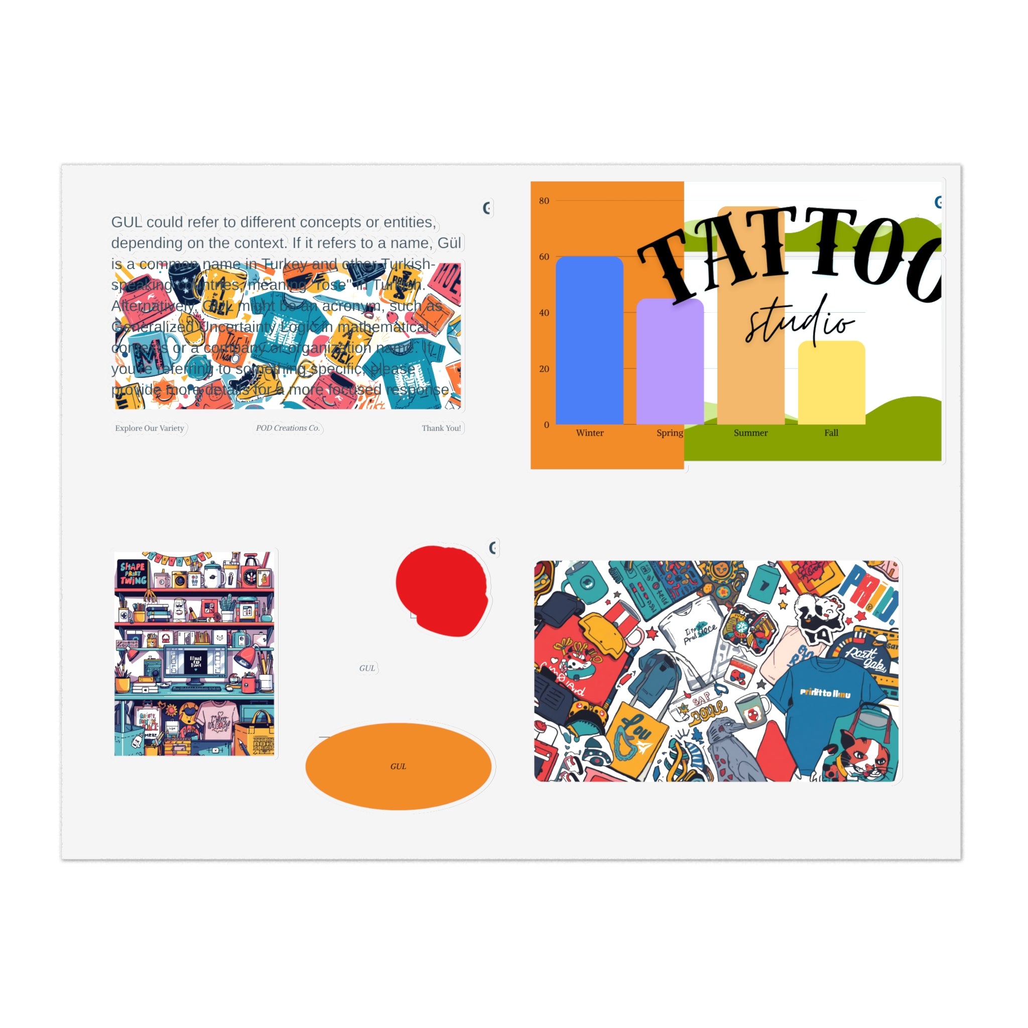 Colorful Sticker Sheets — Retro Tattoo & Pop Art Icons