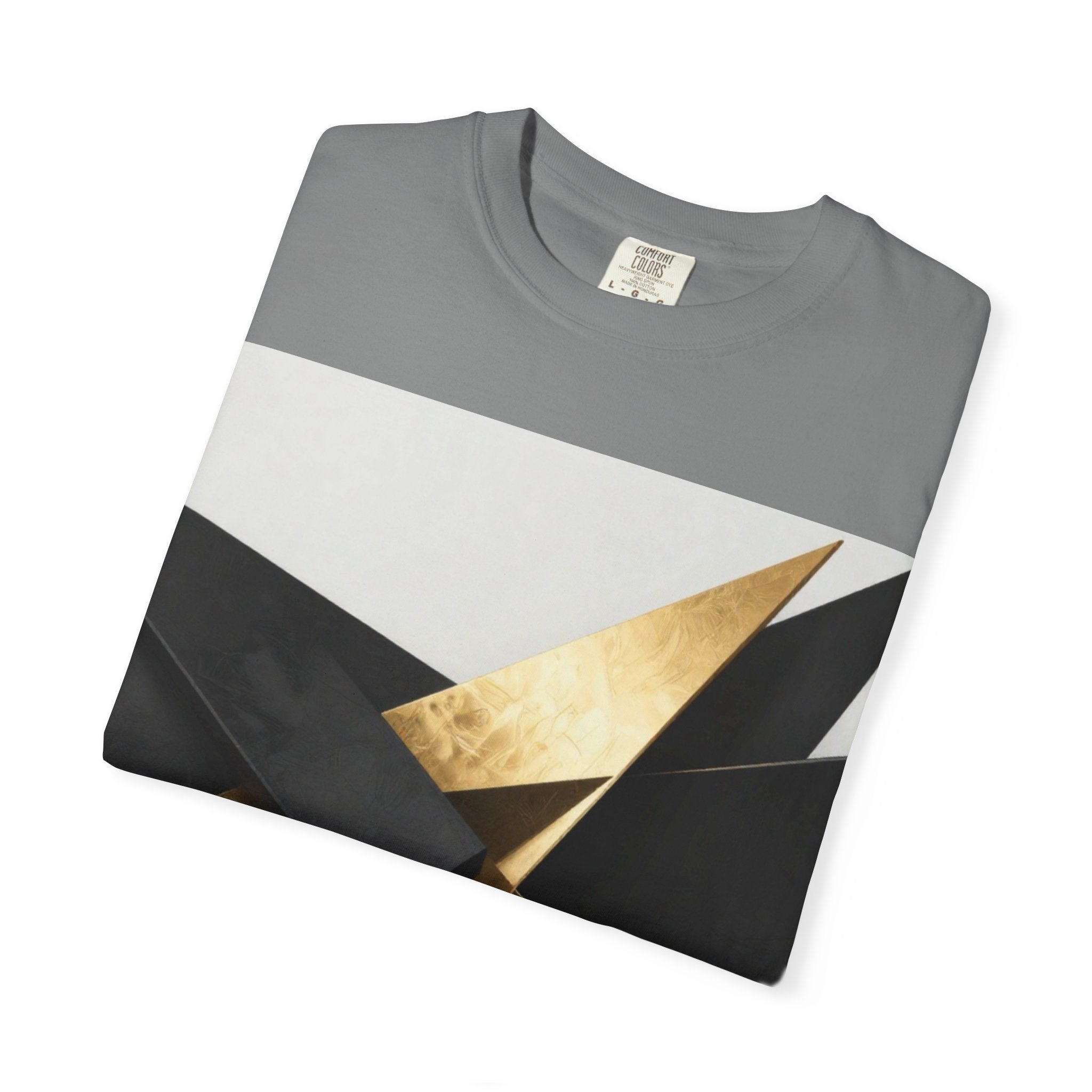 Graphic T-Shirt — Modern Gold Abstract & Mountain Photo Print