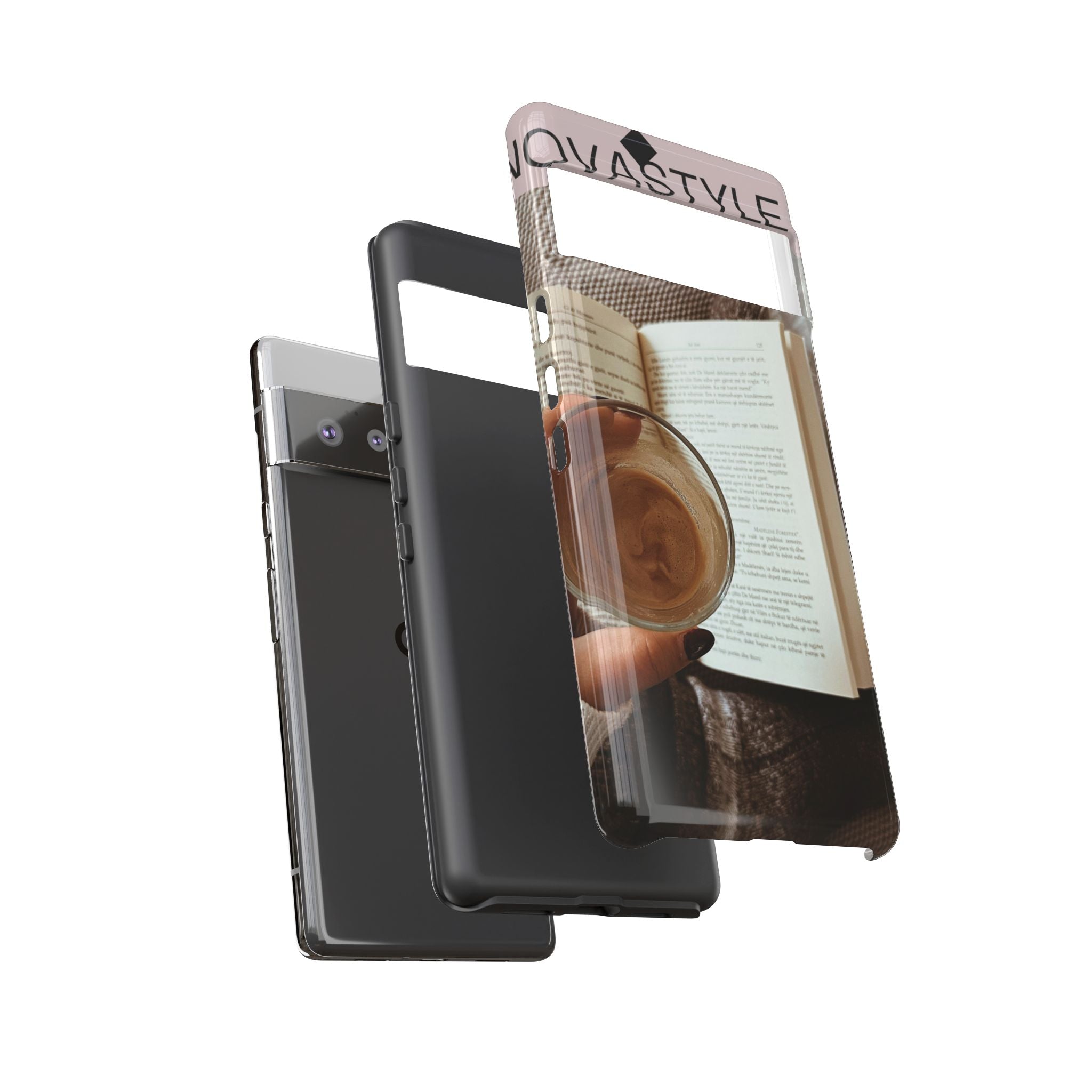 Cozy Reading Phone Case — Coffee & Book Protective Cover