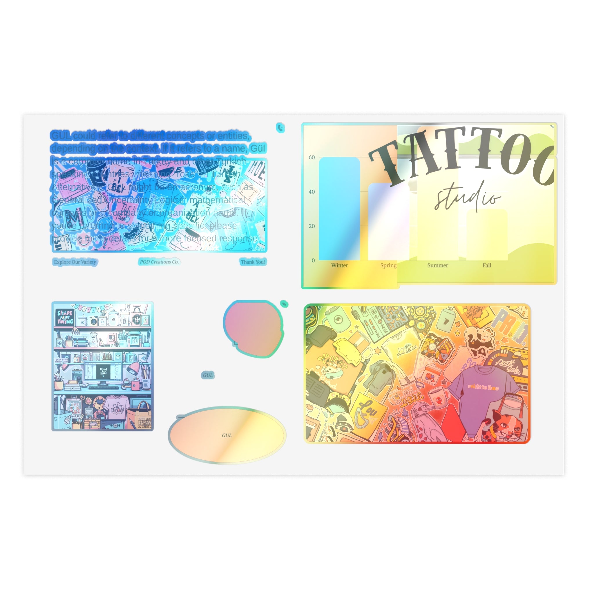 Colorful Sticker Sheets — Retro Tattoo & Pop Art Icons